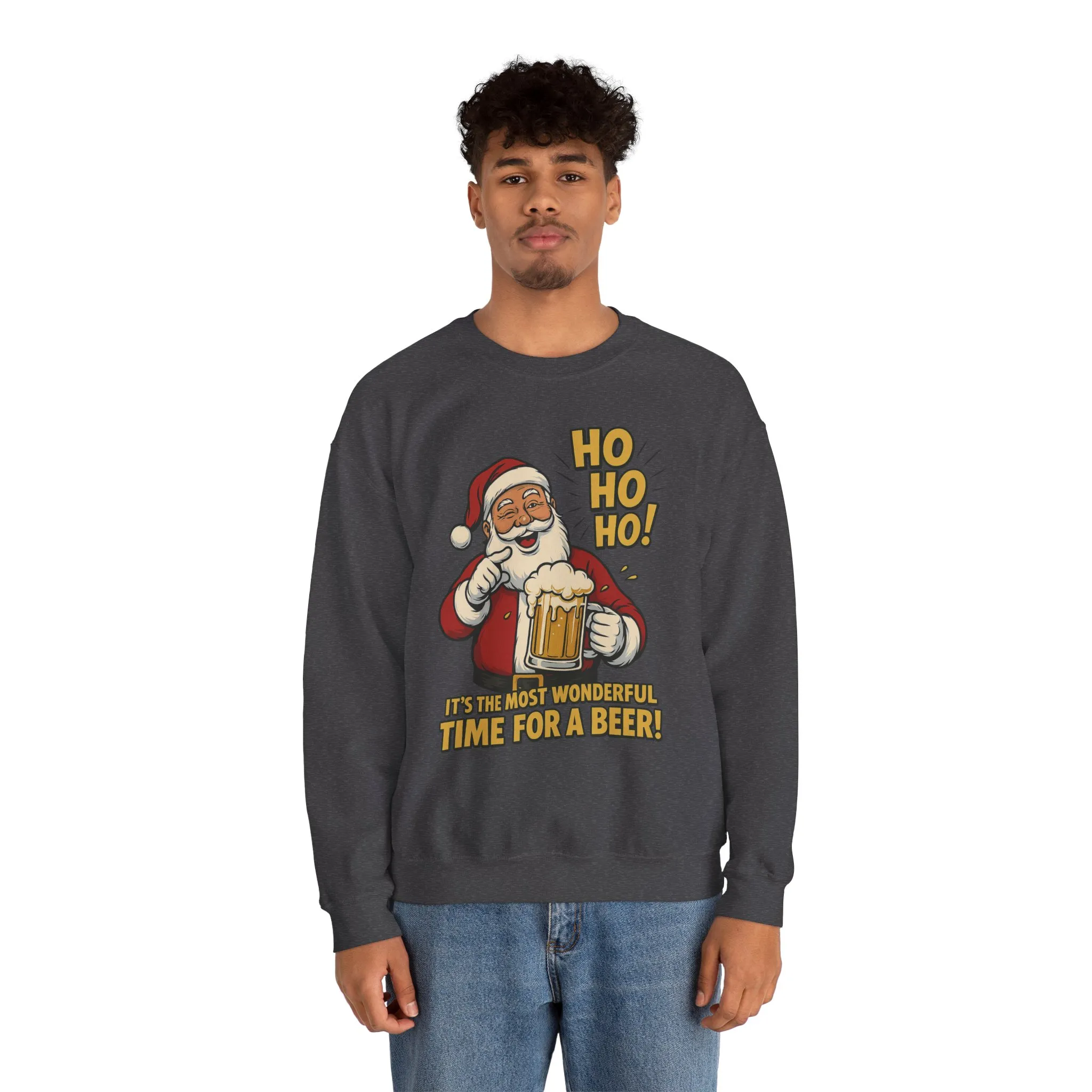 Funny Santa Beer Christmas Sweatshirt, Men's Holiday Pullover, Men's Heavy Blend™ Crewneck Sweatshirt - Image 23