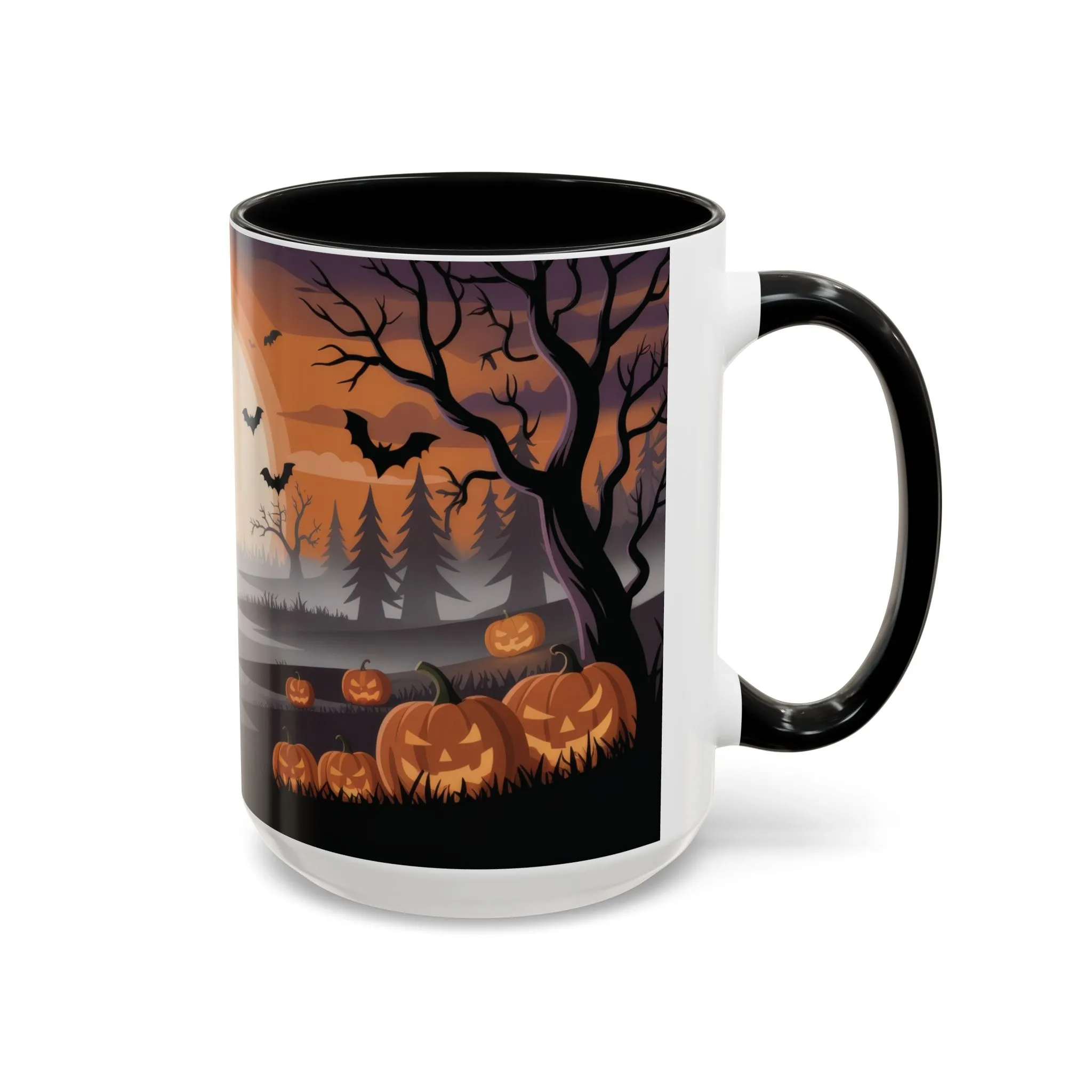 Halloween Pumpkin Forest Mug, Spooky Sunset Landscape Coffee Cup, Gothic Fall Gift for Her - Him, Accent Coffee Mug (11, 15oz) - Image 12