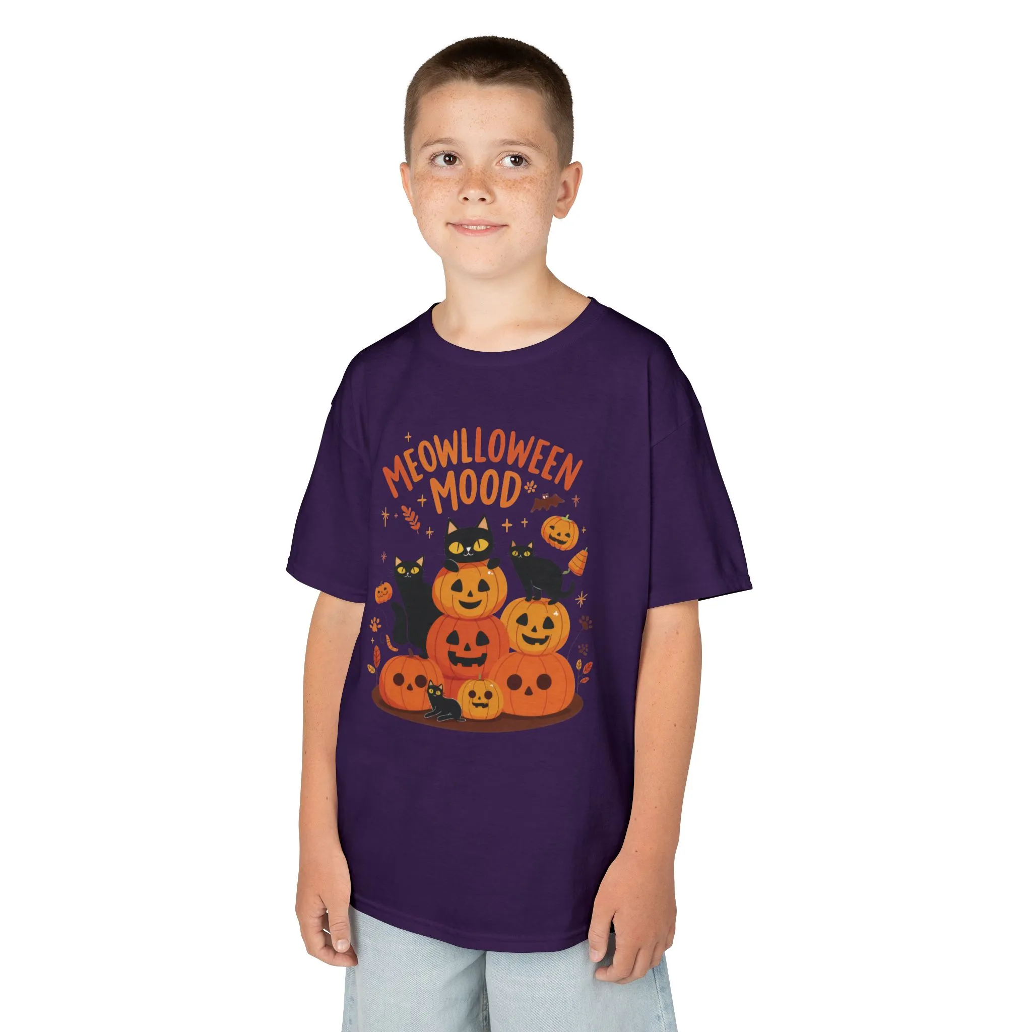 Meowlloween Mood Kids Shirt, Cute Black Cat Halloween T-Shirt for Girls and Boys, Funny Pumpkin Cat Tee, Cozy Fall Cat Lover Gift - Image 24