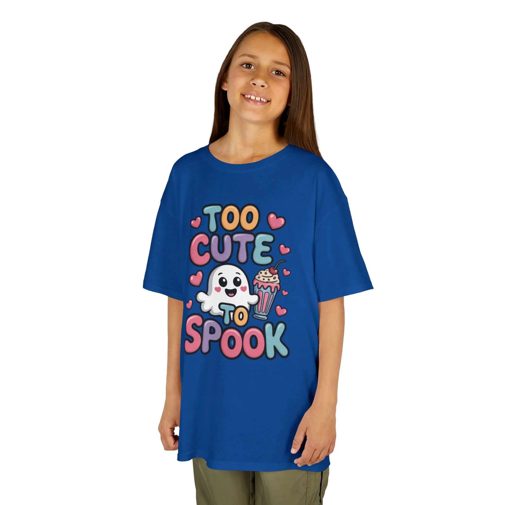 Kids Too Cute To Spook T-Shirt, Cute Ghost Milkshake Shirt, Kawaii Halloween Tee for Boys & Girls - Image 12
