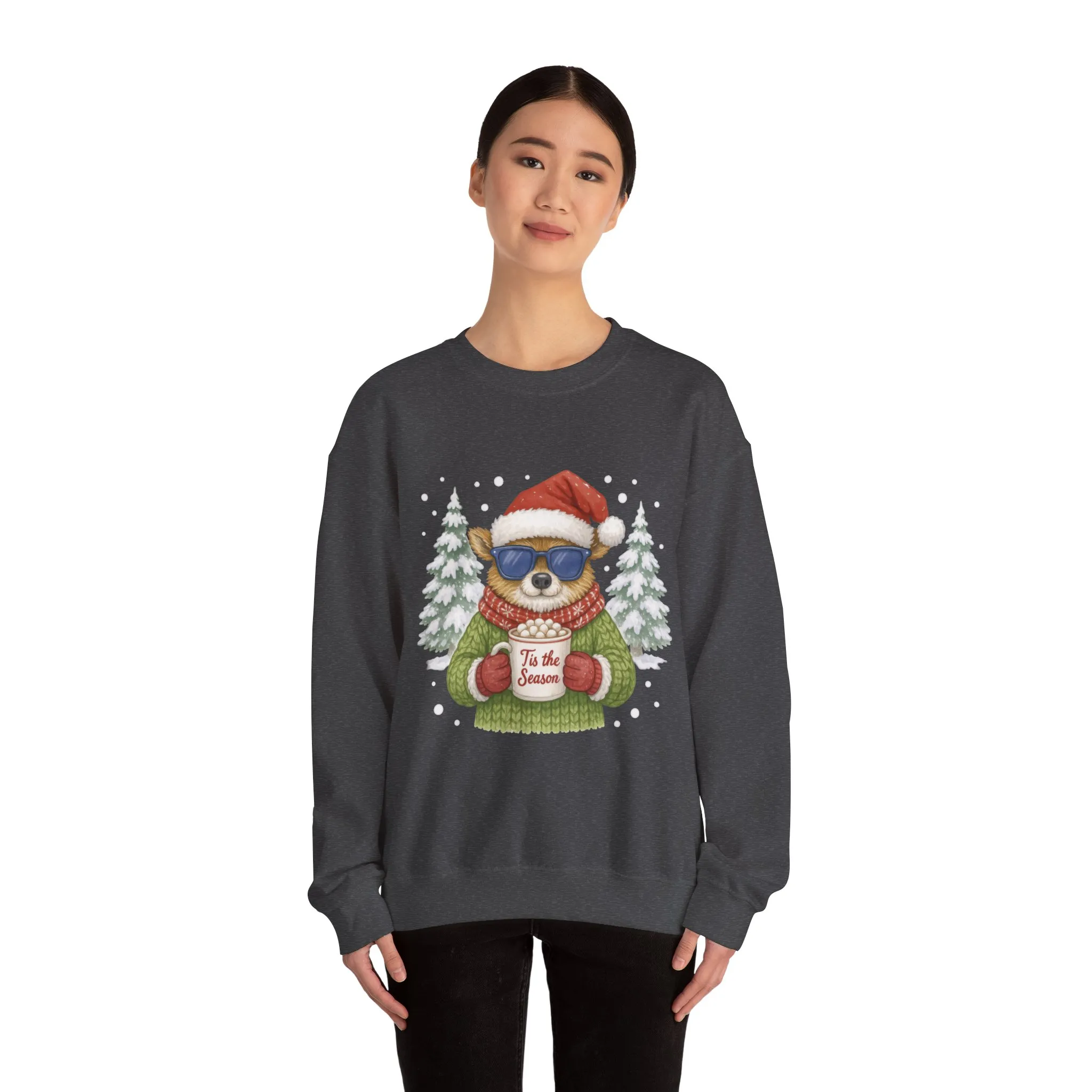 Women's Tis the Season Christmas Sweatshirt, Festive Reindeer Pullover - Image 11