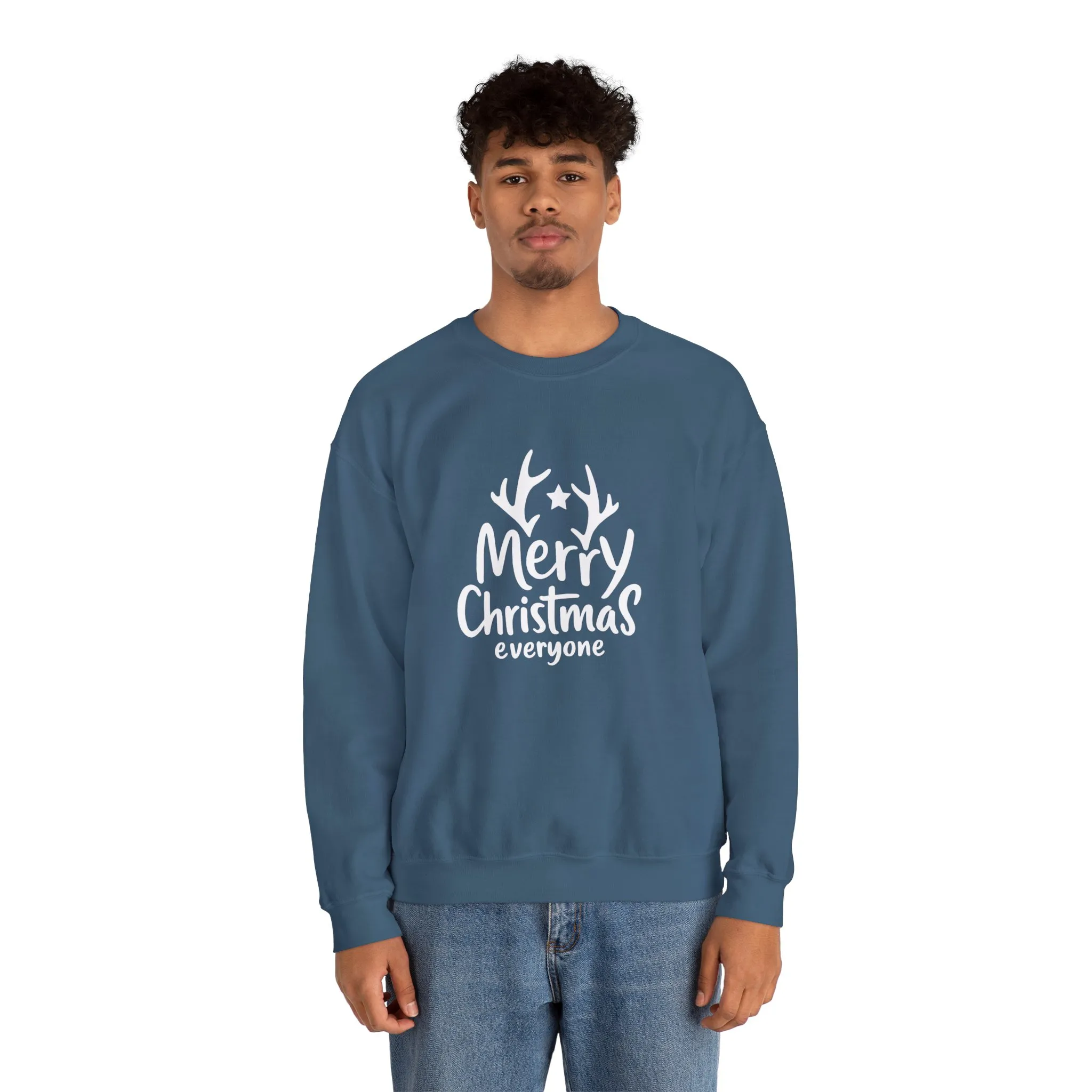Merry Christmas Everyone Men's Sweatshirt, Classic Holiday Pullover, Minimal Winter Style Crewneck Sweatshirt