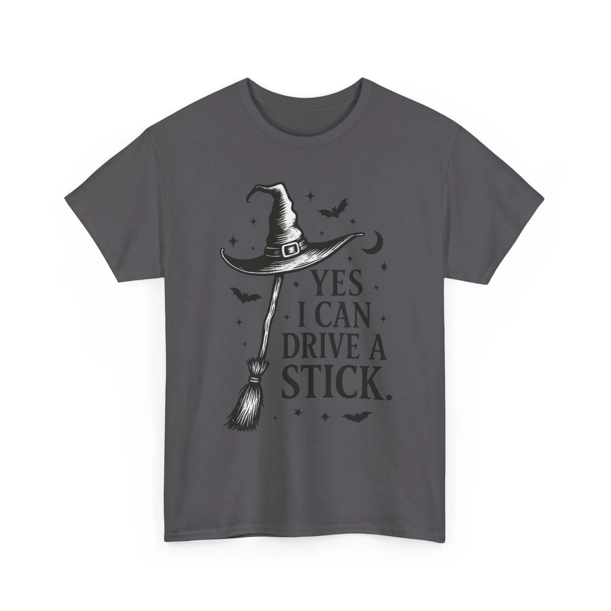 Yes I Can Drive a Stick Witch Hat Broom Halloween Women's T-Shirt, Funny Spooky Graphic Tee, Witch Shirt - Image 31