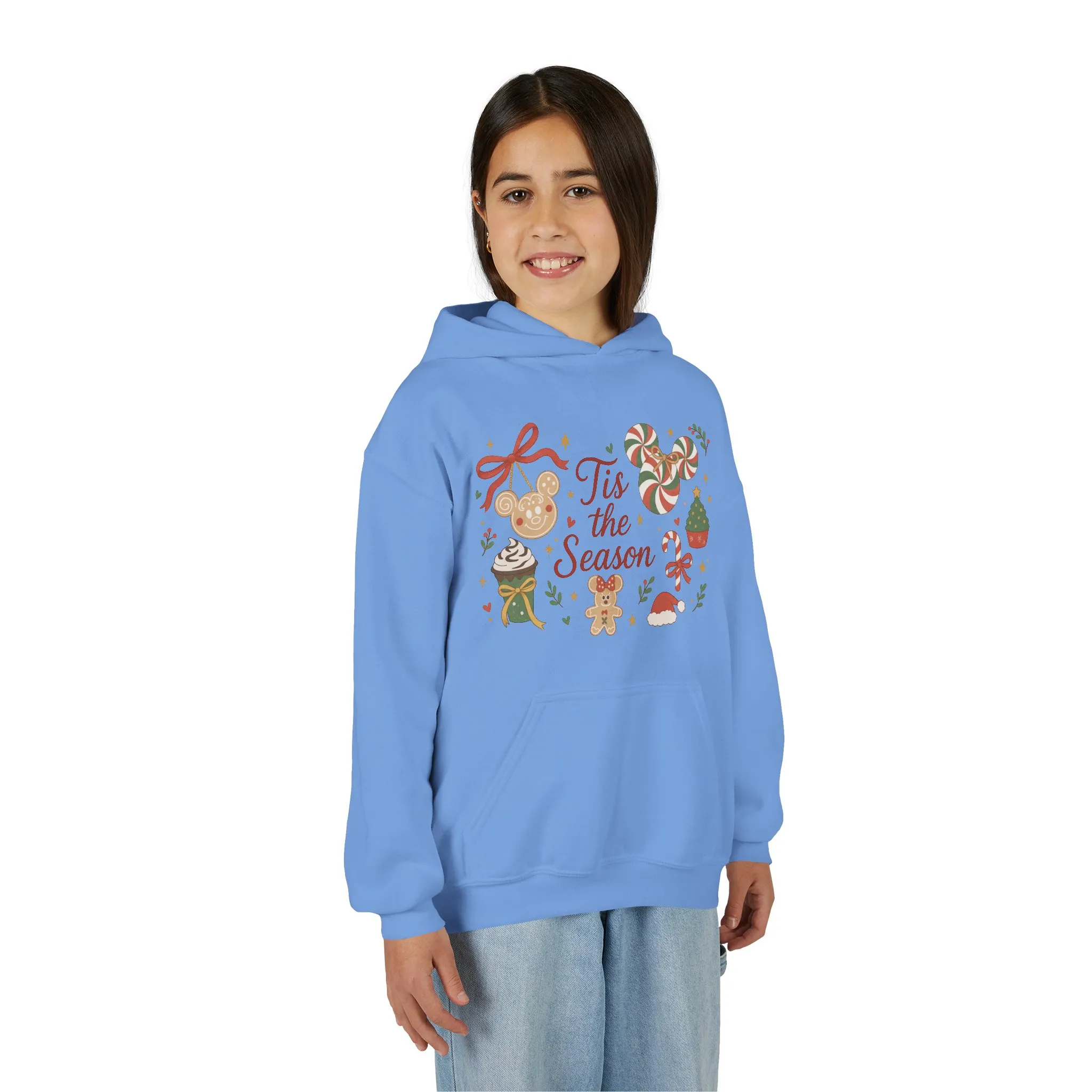 Tis the Season Christmas Sweatshirt for Girls, Cozy Holiday Cookie Jumper, Youth Heavy Blend Hooded Sweatshirt - Image 15