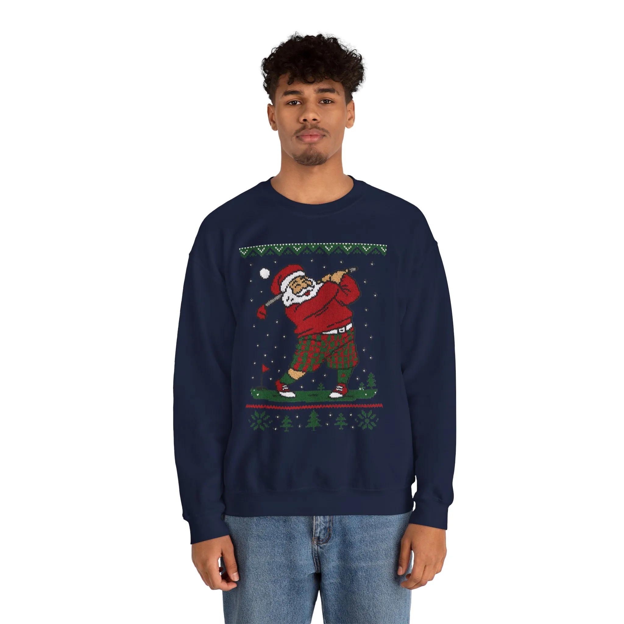 Golfing Santa Christmas Sweatshirt, Funny Golf Lover Holiday Jumper, Ugly Christmas Golf Sweater for Men - Image 23