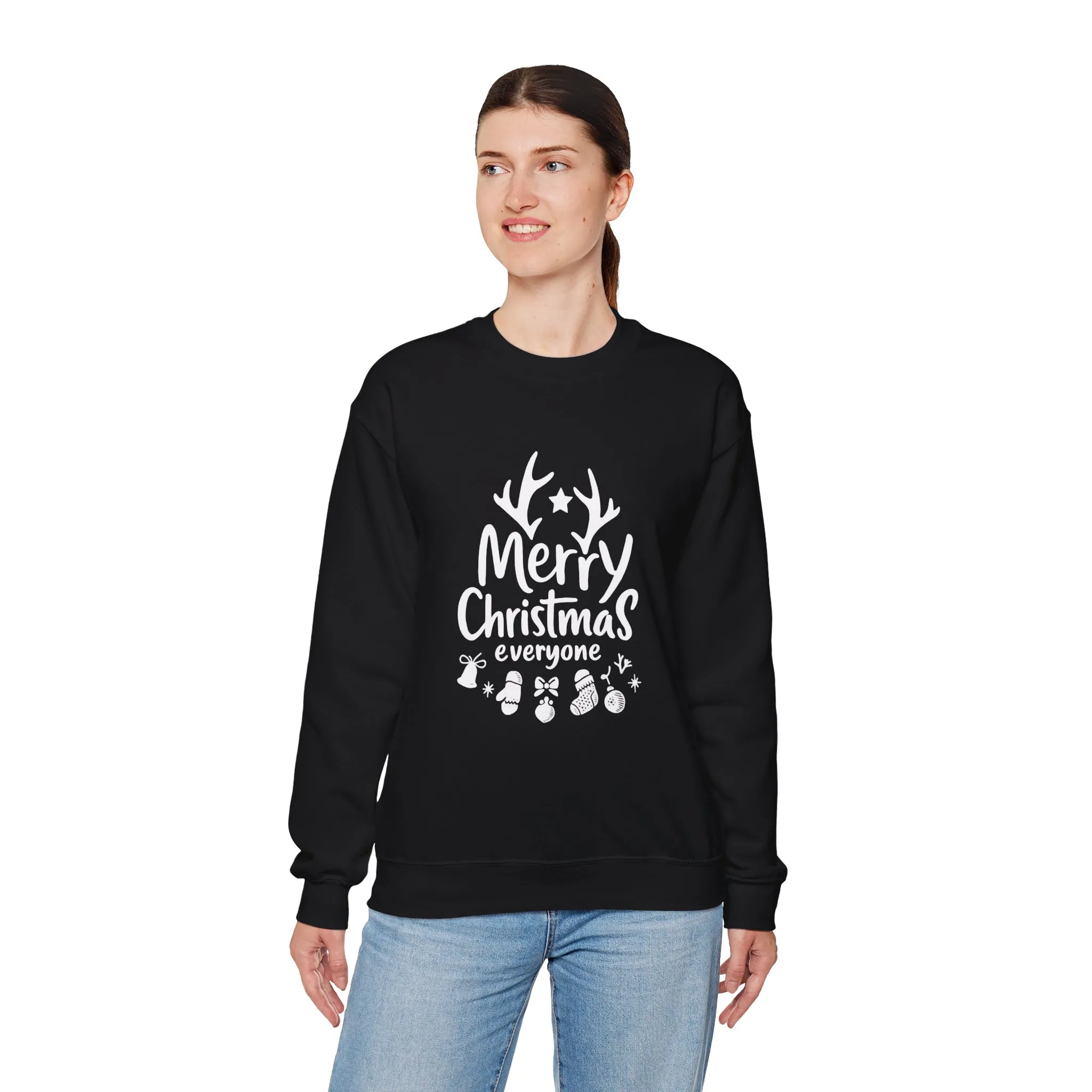 Merry Christmas Everyone Women's Sweatshirt, Cozy Holiday Pullover, Festive Minimal Design Heavy Blend™ Crewneck Sweatshirt - Image 6