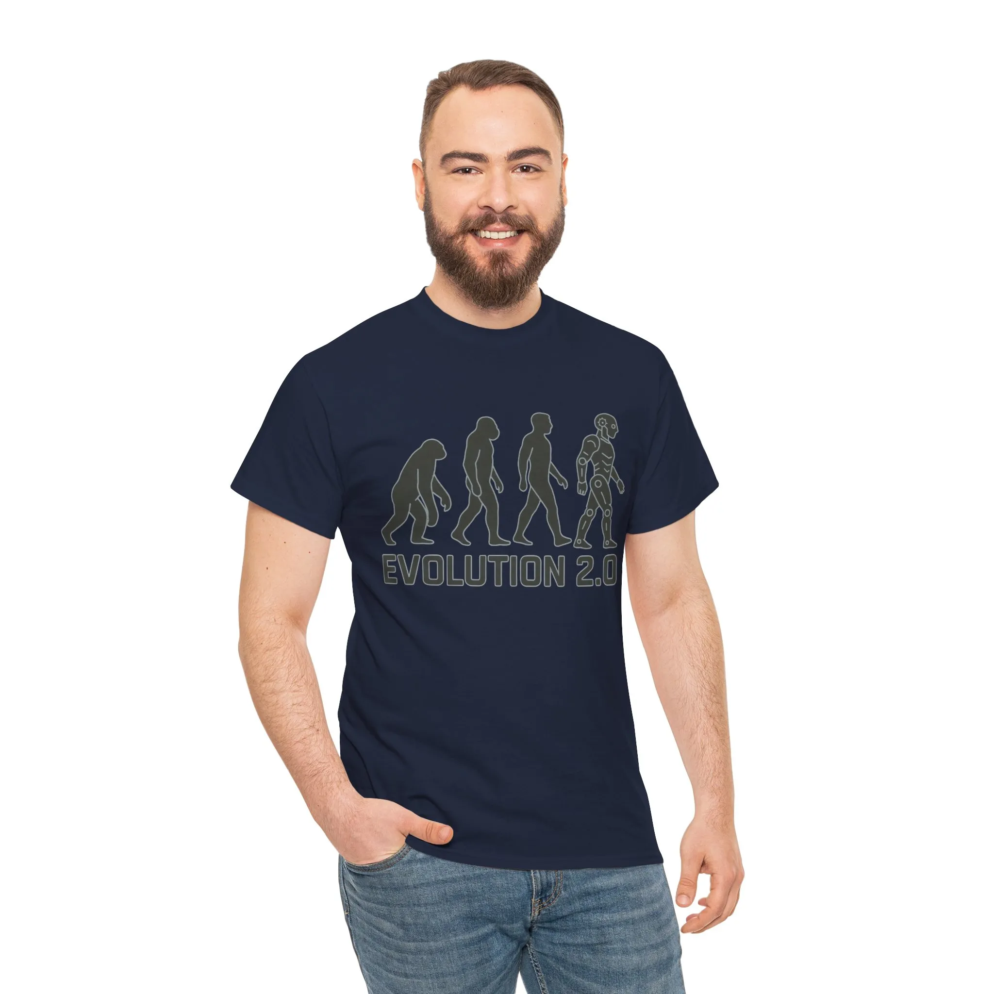Evolution 2.0 Futuristic Robot Human Evolution T-Shirt, Cyberpunk Tech Graphic Tee for Men, Modern AI Inspired Sci-Fi Shirt - Image 34