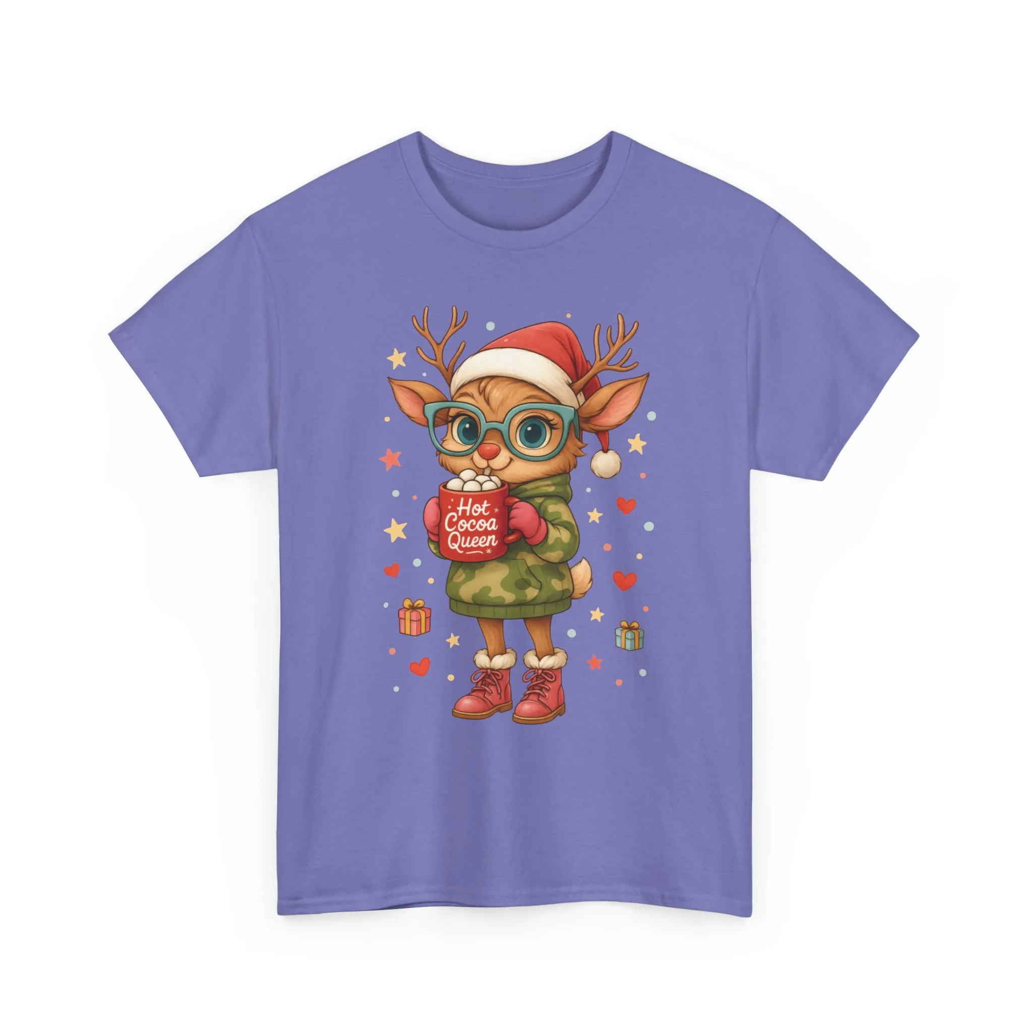 Hot Cocoa Queen Christmas Women's T-Shirt, Cute Holiday Reindeer Tee for Women - Image 16