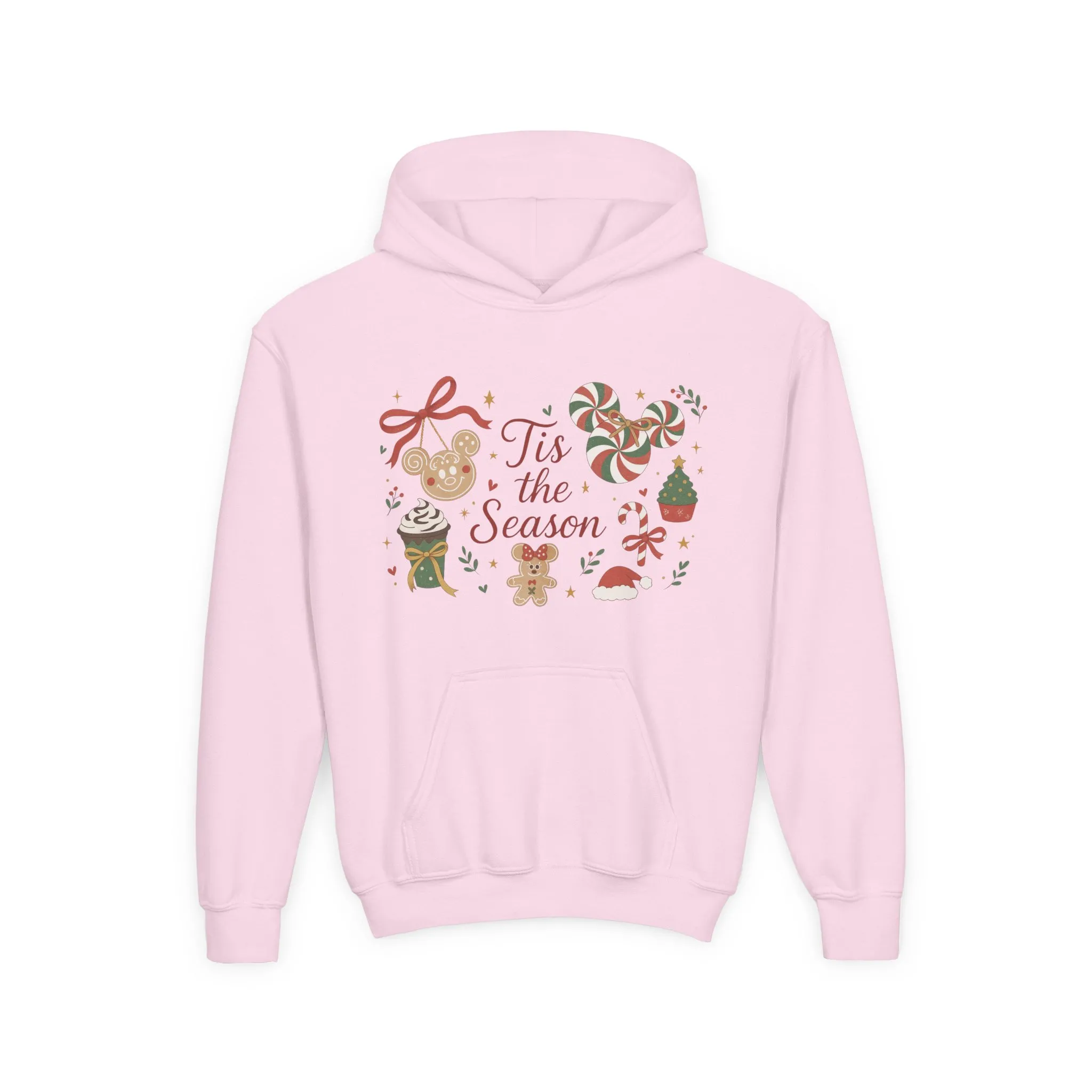 Tis the Season Christmas Sweatshirt for Girls, Cozy Holiday Cookie Jumper, Youth Heavy Blend Hooded Sweatshirt - Image 2