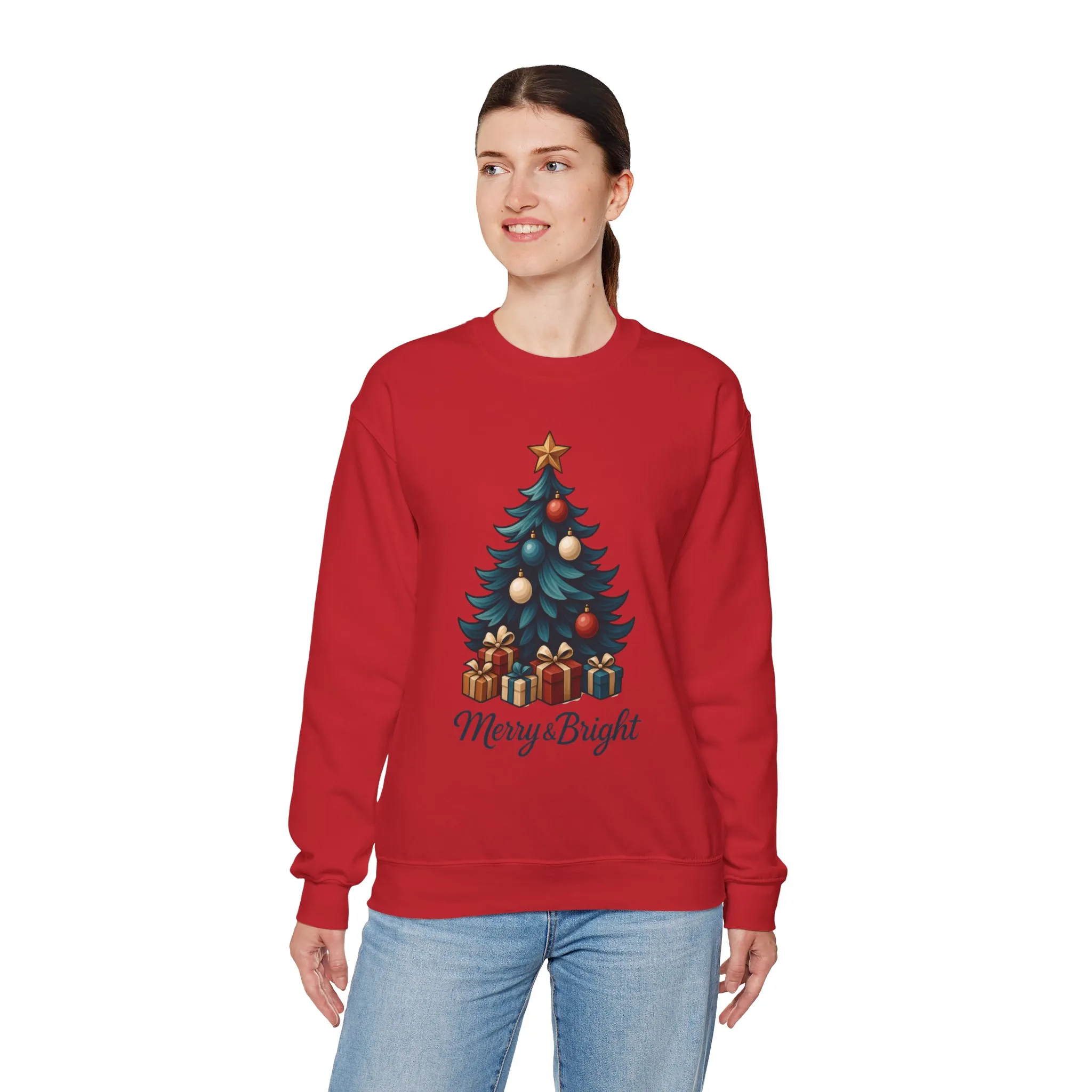 Merry & Bright Christmas Sweatshirt, Cozy Holiday Pullover