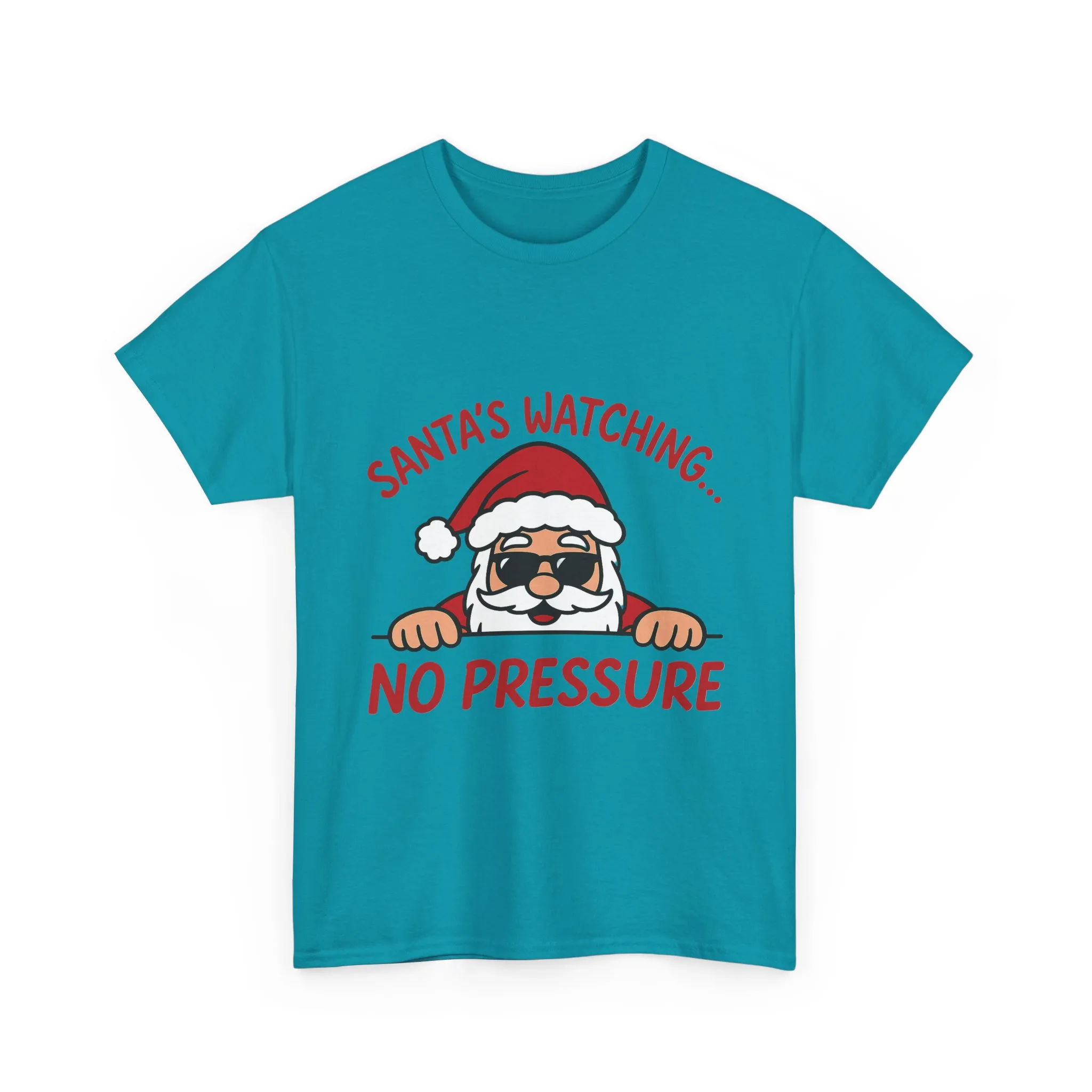 Santa's Watching No Pressure Men's Christmas T-Shirt, Funny Holiday Tee - Image 13