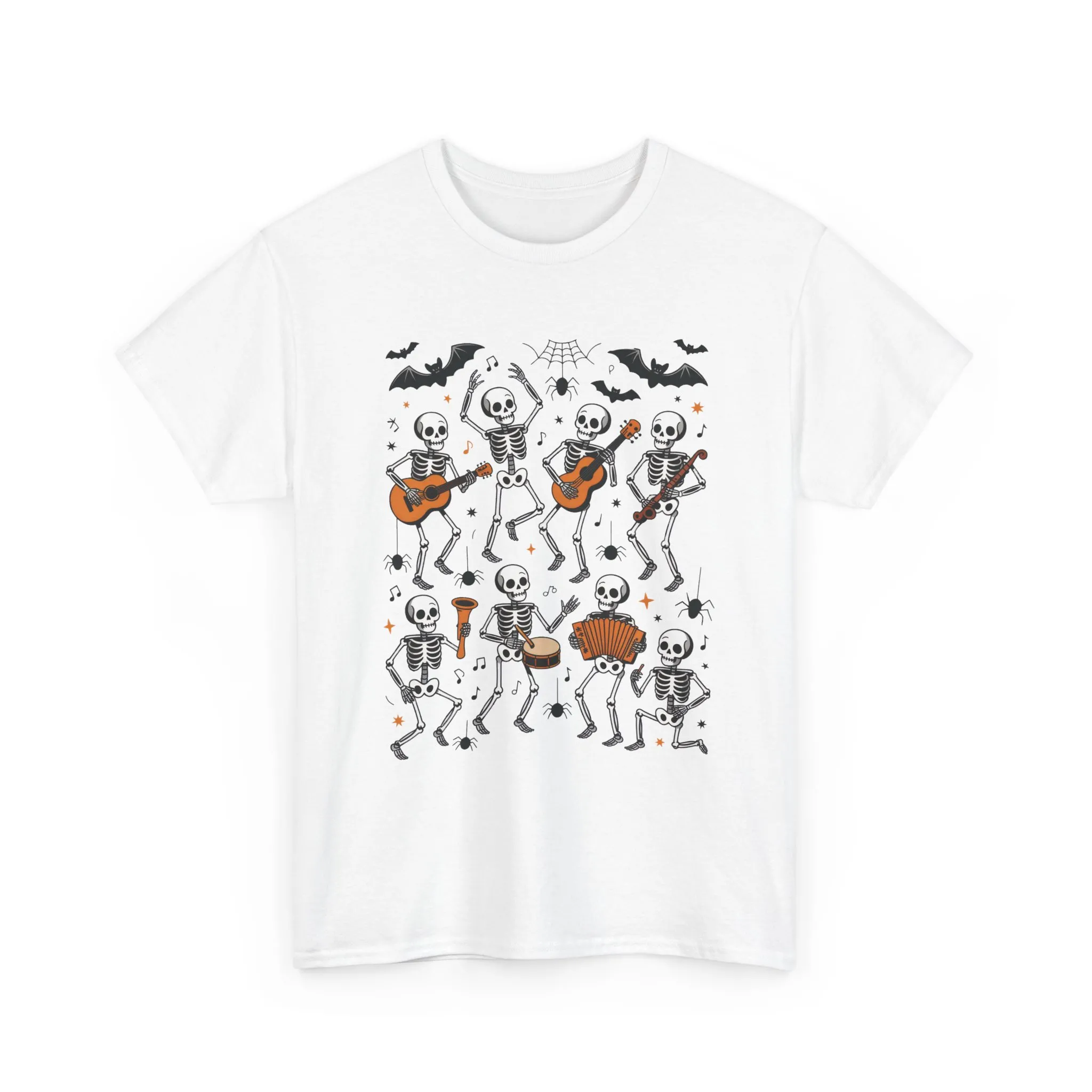 Dancing Skeleton Band Halloween T-Shirt for Women, Funny Spooky Music Tee, Cute Skeleton Party Shirt, Retro Halloween Top Gift Idea - Image 4