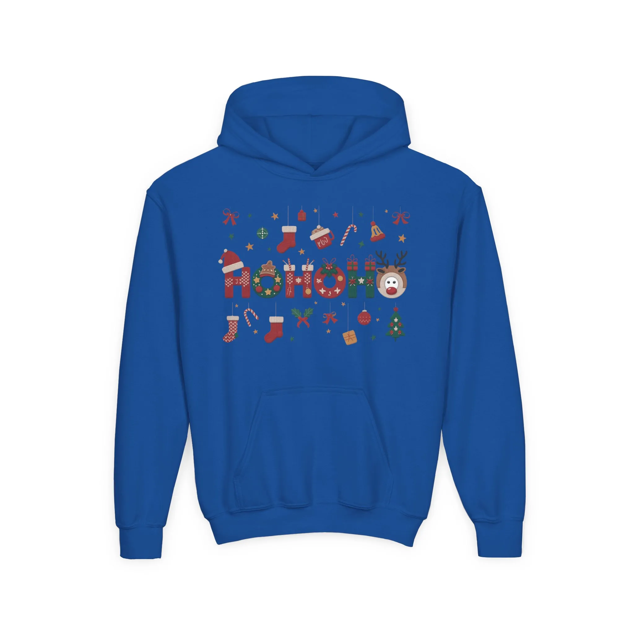 Ho Ho Ho Kids Christmas Hoodie, Cute Girls Holiday Sweatshirt, Gingerbread - Reindeer Festive Design, Cozy Winter Christmas Outfit - Image 16