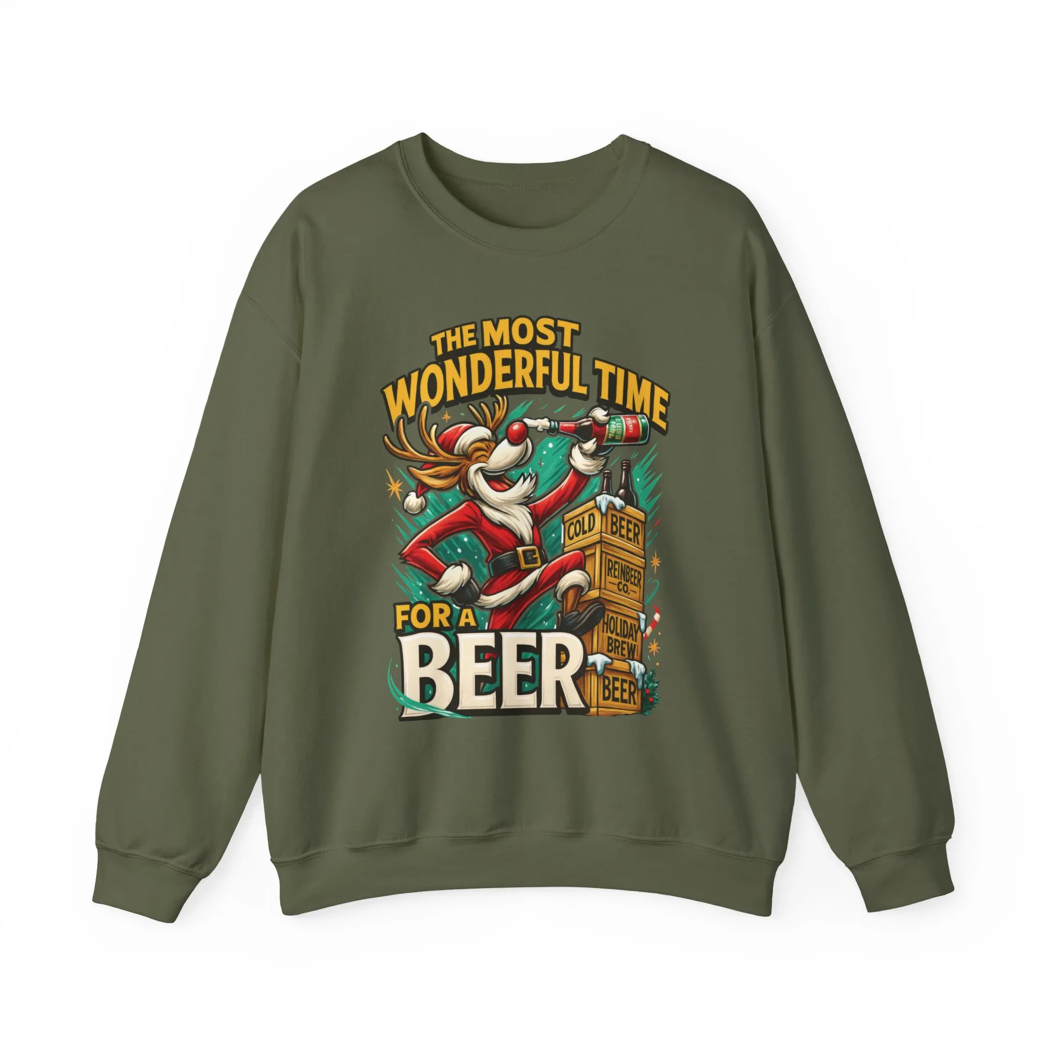Funny Christmas Beer Men's Sweatshirt, The Most Wonderful Time for a Beer - Image 10