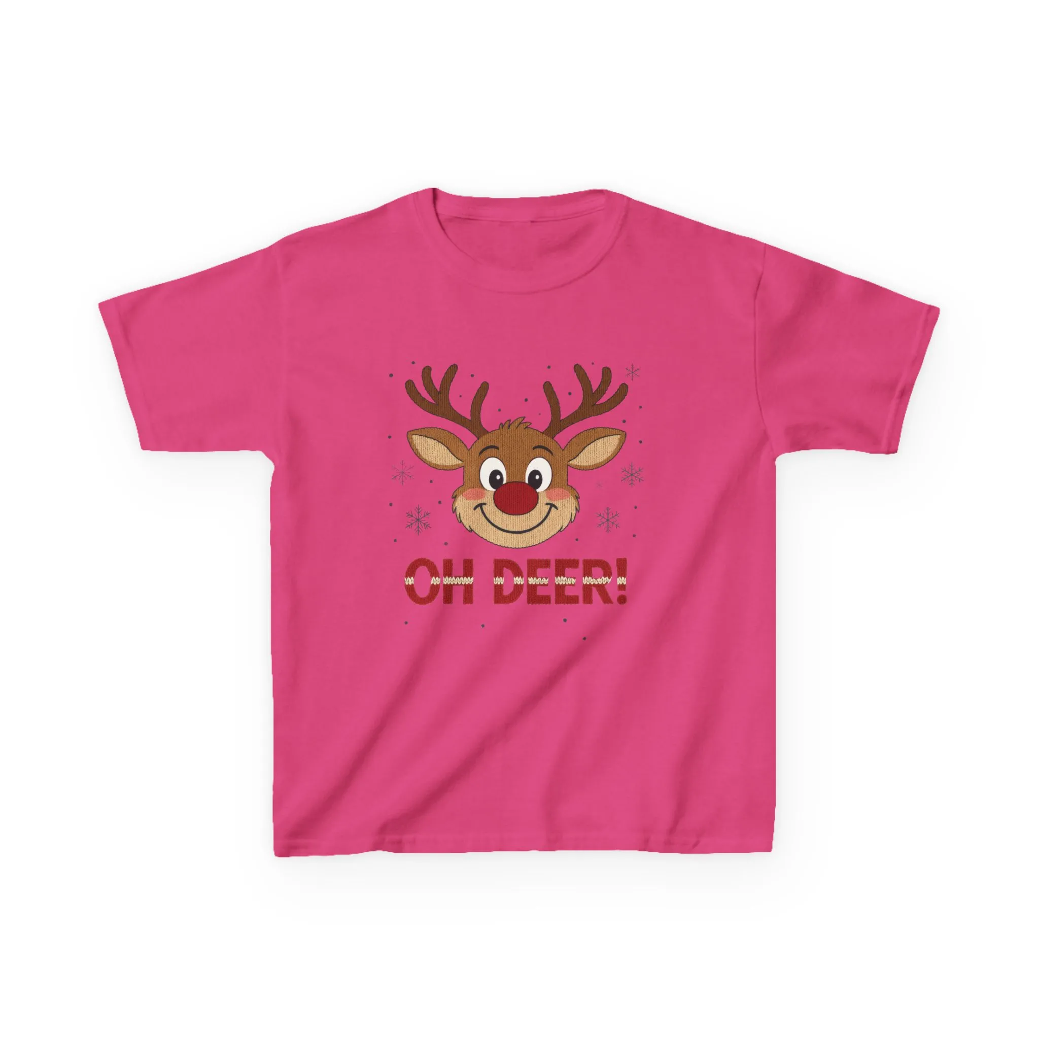 Girls Oh Deer Christmas T-Shirt, Cute Reindeer Kids Holiday Tee - Image 17