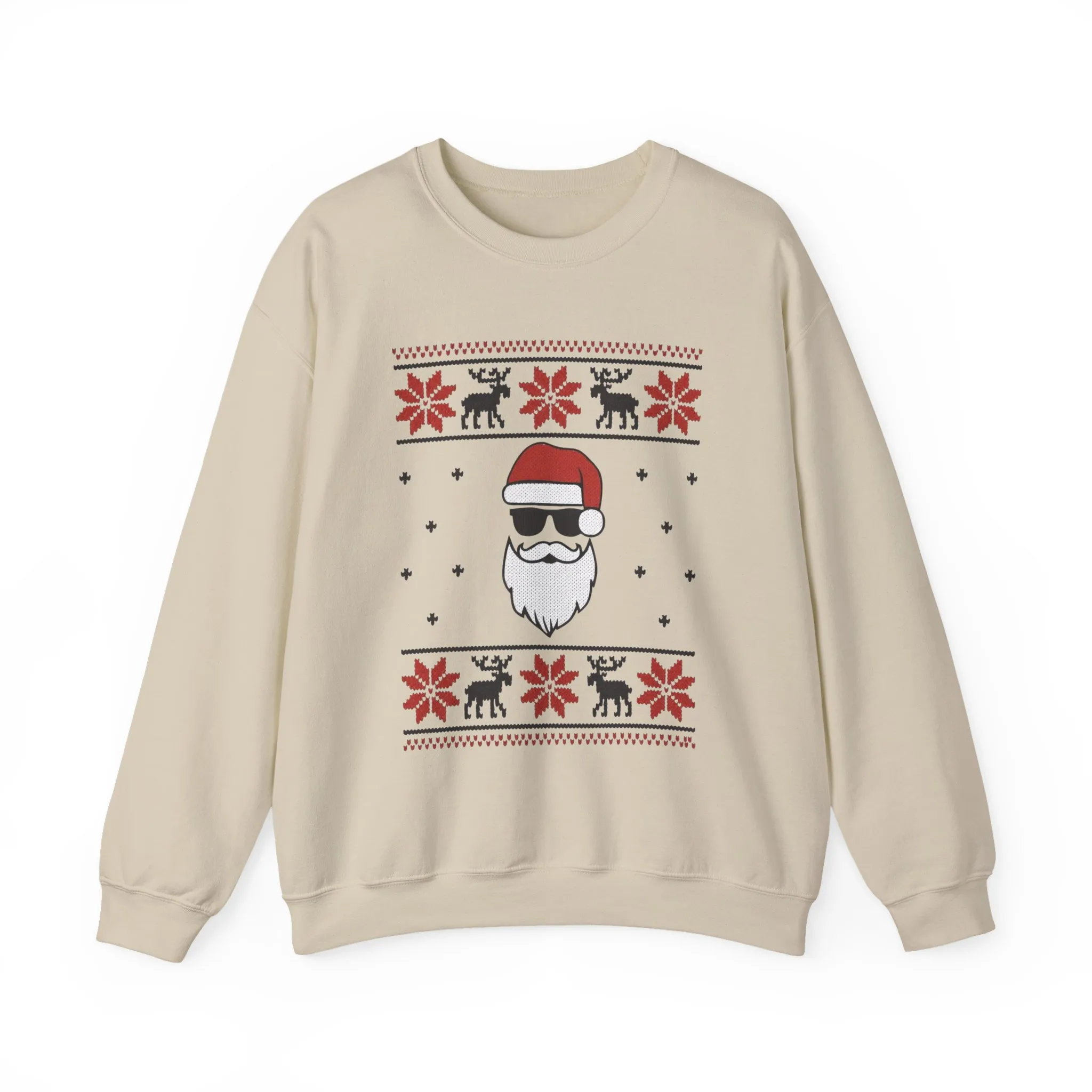 Cool Santa Men's Sweatshirt, Funny Knit Look Pullover, Retro Christmas Sweater Style - Image 7
