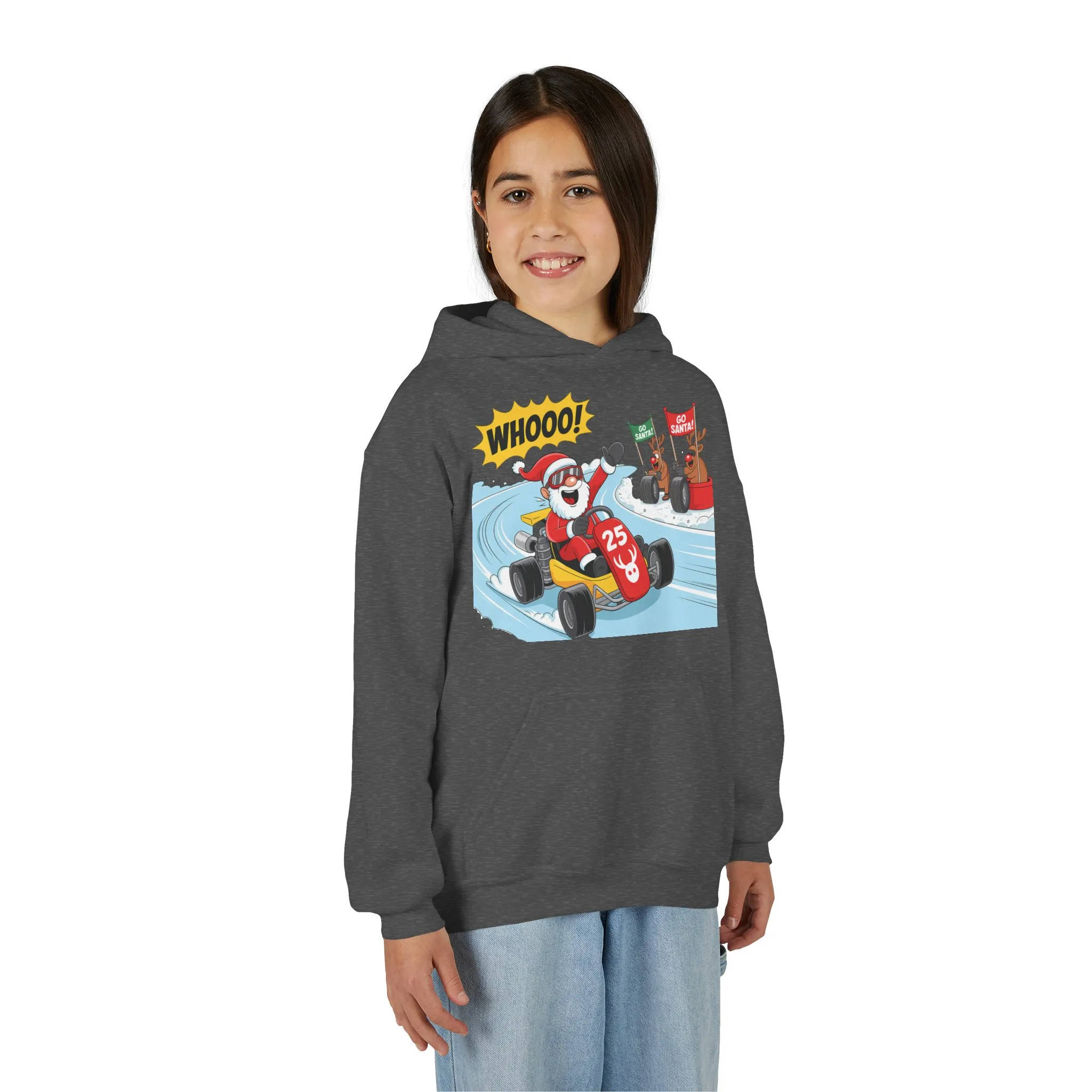 Go Santa Kart Racing Christmas Hoodie, Funny Santa - Reindeer Holiday Sweatshirt for Kids, Cute Christmas Jumper Youth Gift - Image 20