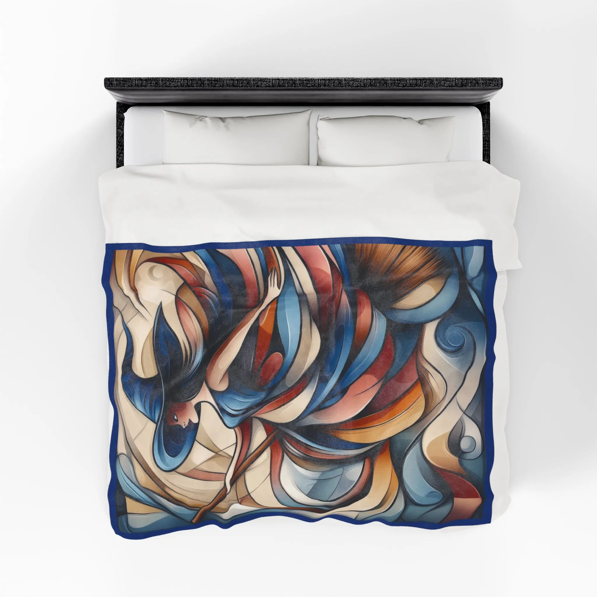 Abstract Witch Flying on Broom Velveteen Plush Blanket, Modern Art Deco Witch Blanket, Halloween Home Decor, Cozy Boho Gothic Throw Gift - Image 6
