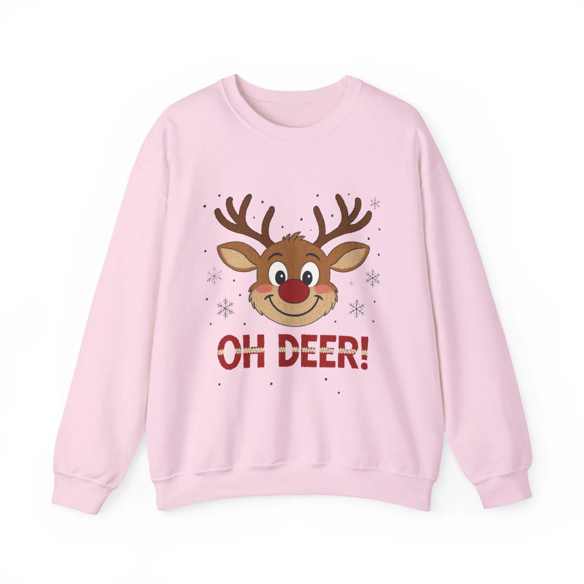 Womens Oh Deer Christmas Sweatshirt, Cute Reindeer Holiday Pullover, Women's Crewneck Sweatshirt - Image 2