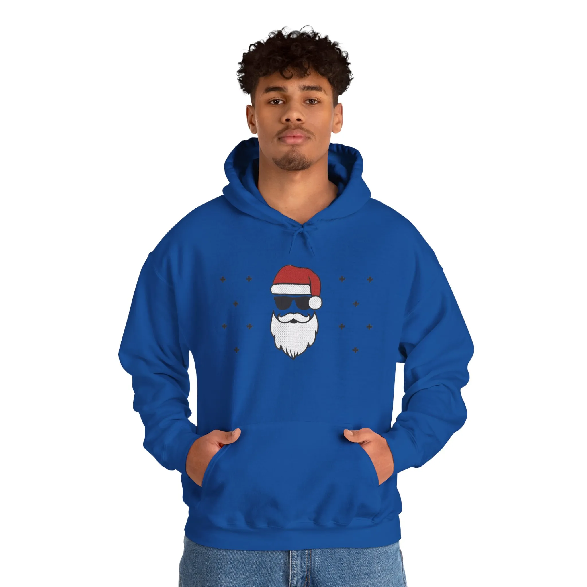 Cool Santa Men’s Hoodie, Funny Christmas Sweatshirt, Retro Knit Holiday Style - Image 31