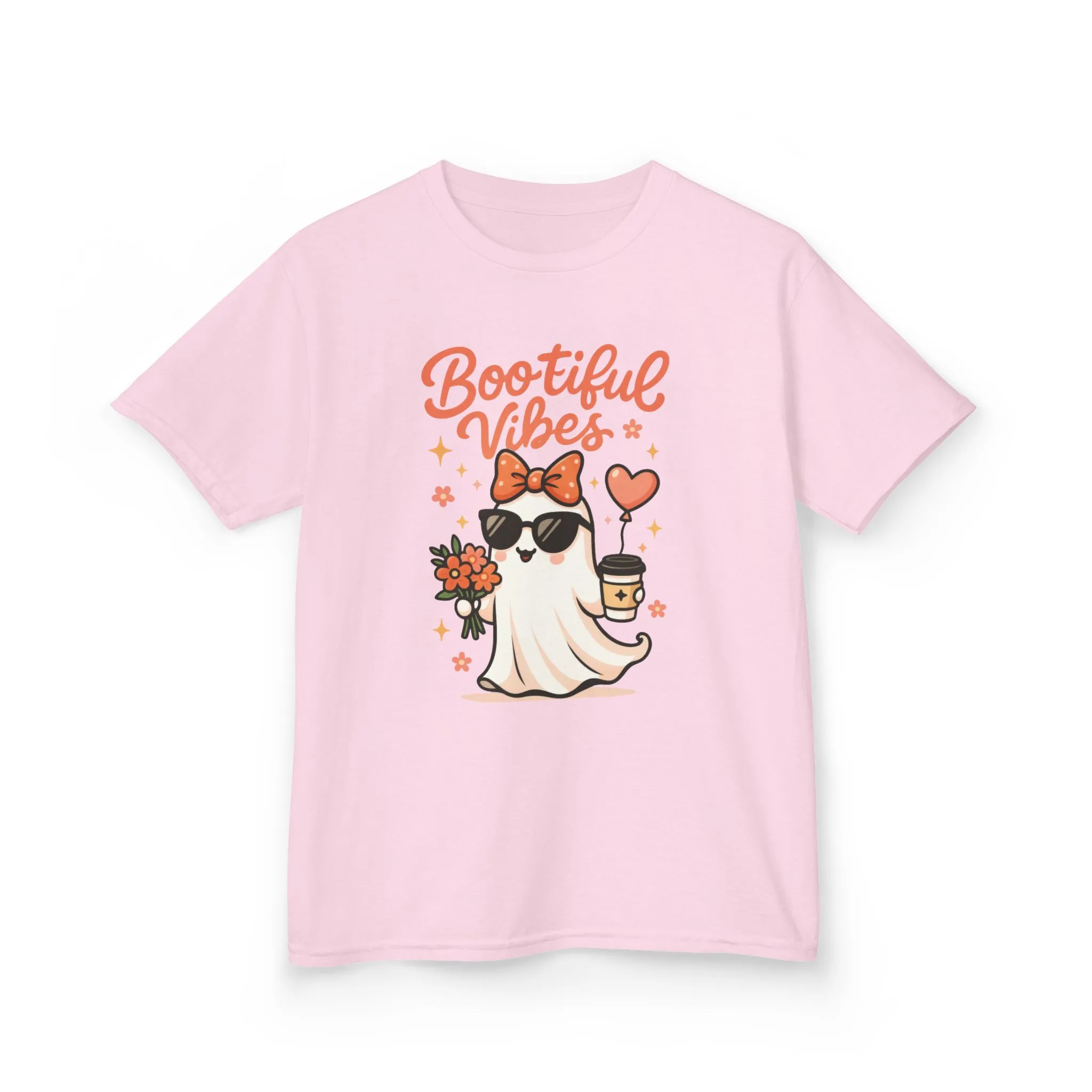 Girls Halloween Ghost T-Shirt, Cute Bootiful Vibes Tee for Kids, Fun Spooky Season Shirt, Tween Girl Outfit Gift, Kids Heavy Cotton™ Tee - Image 15
