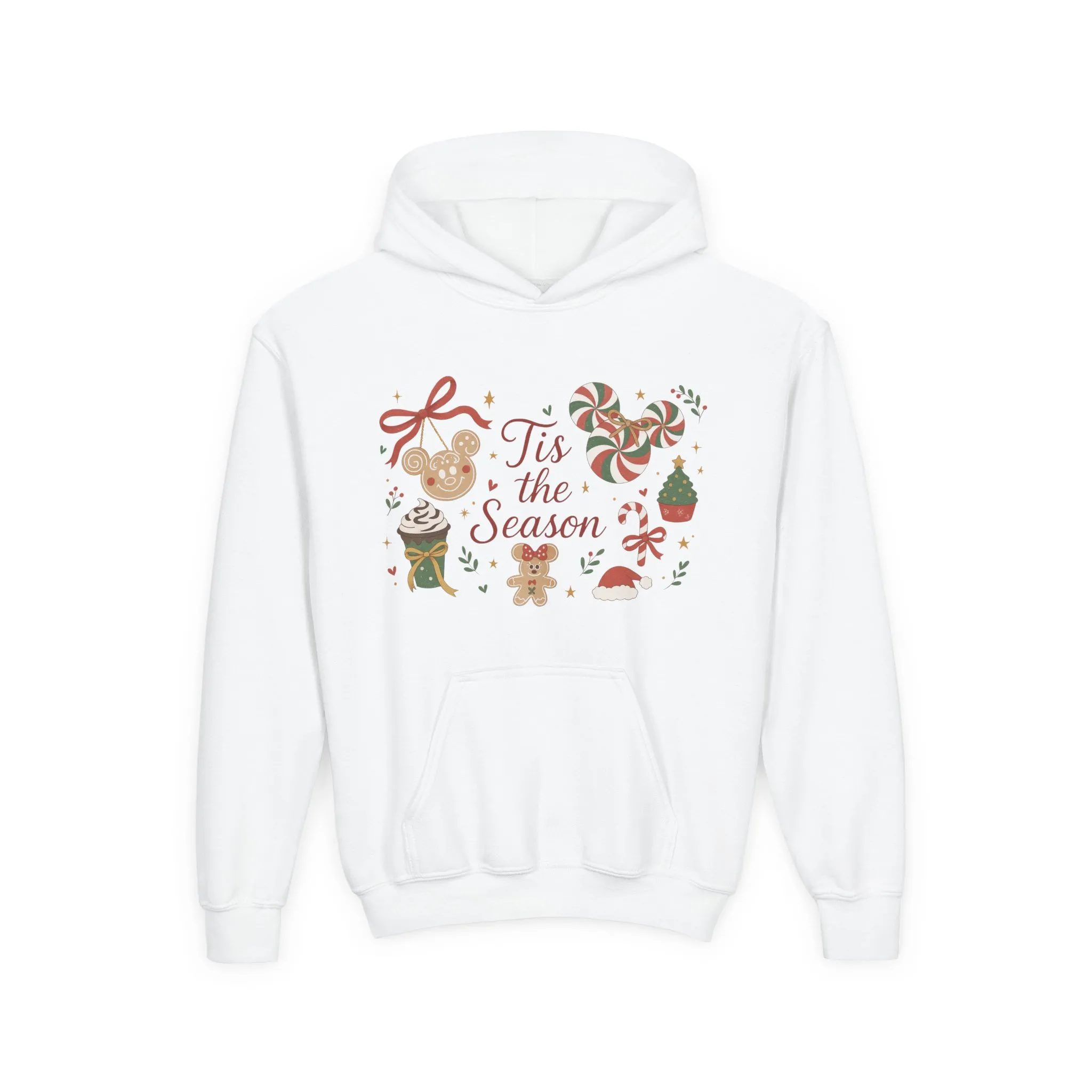 Tis the Season Christmas Sweatshirt for Girls, Cozy Holiday Cookie Jumper, Youth Heavy Blend Hooded Sweatshirt - Image 4