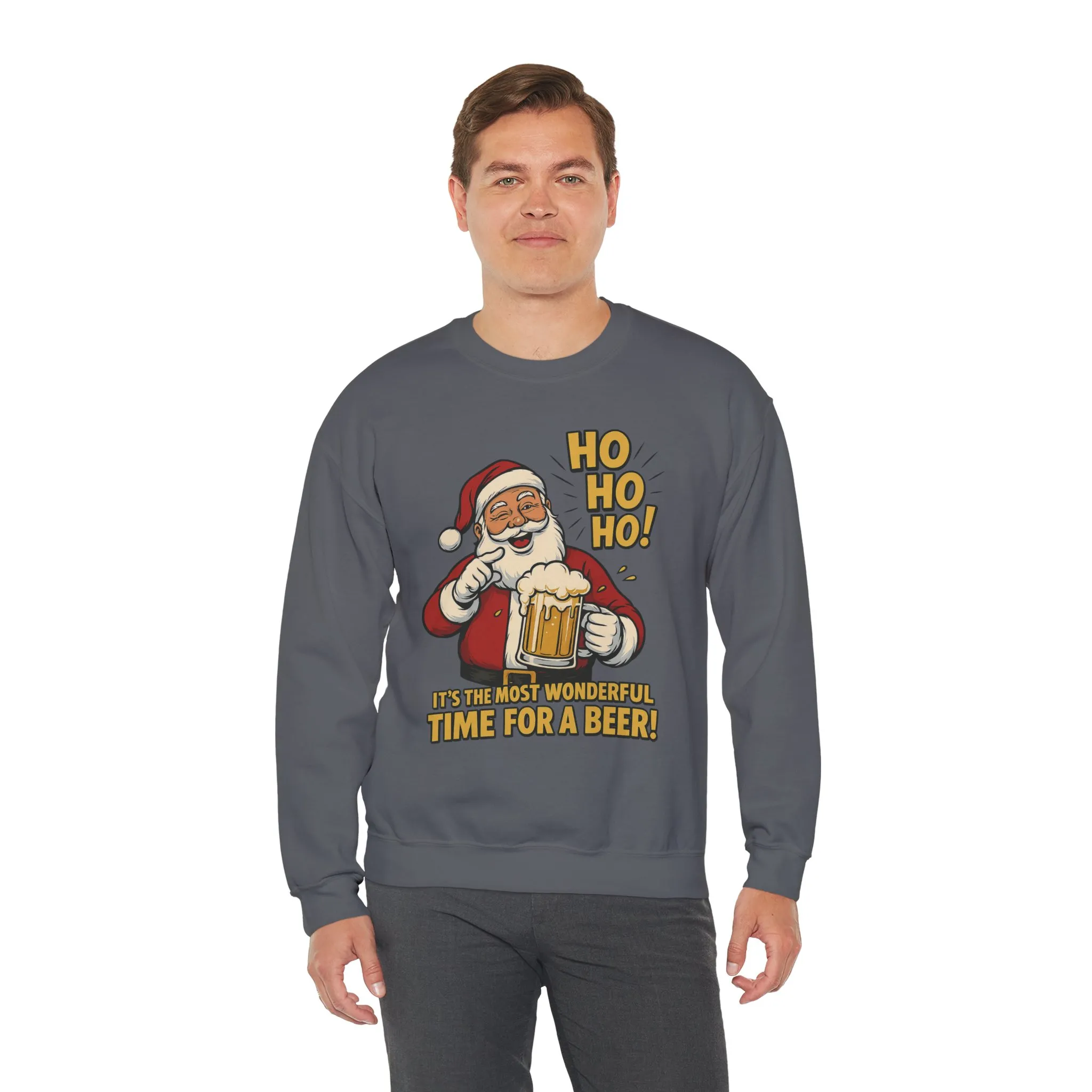 Funny Santa Beer Christmas Sweatshirt, Men's Holiday Pullover, Men's Heavy Blend™ Crewneck Sweatshirt - Image 18