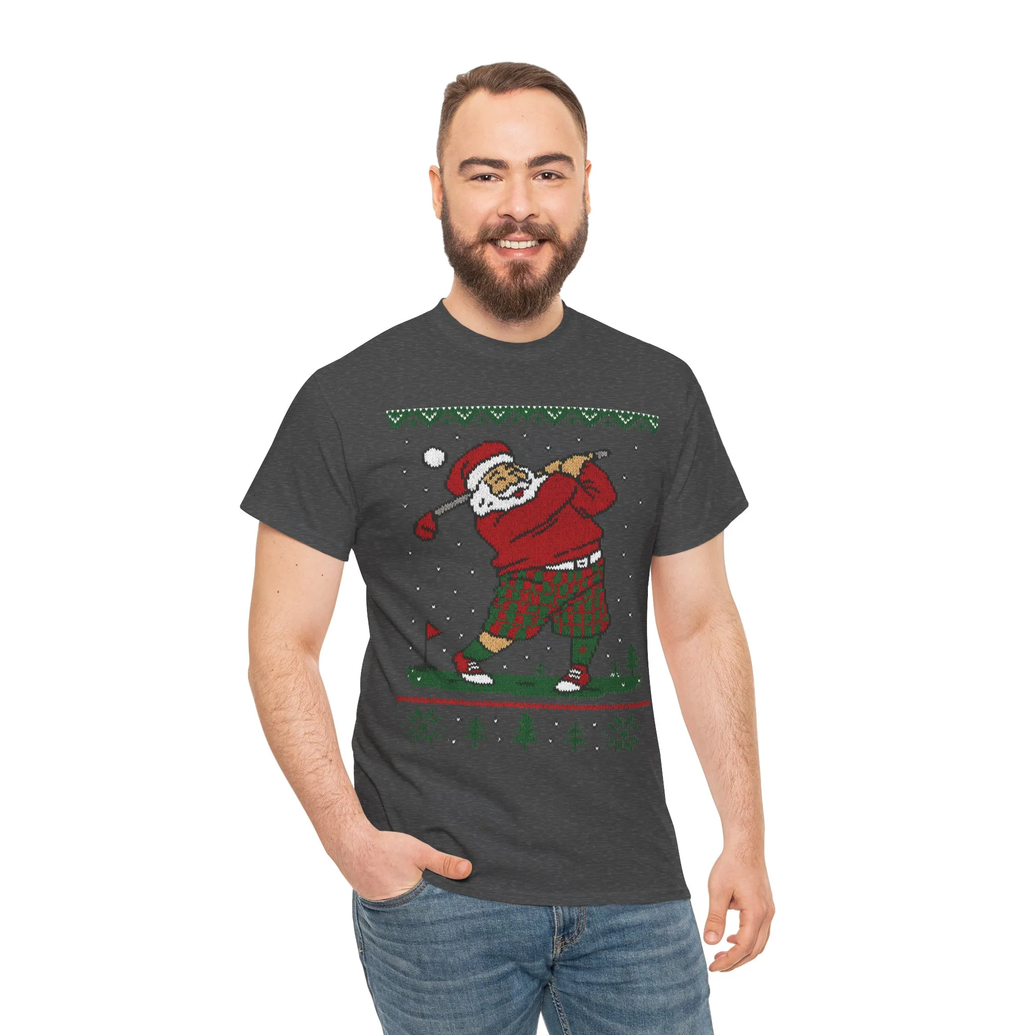 Funny Golfing Santa Christmas T-Shirt, Ugly Christmas Golf Shirt for Men, Holiday Golf Player Tee - Image 14