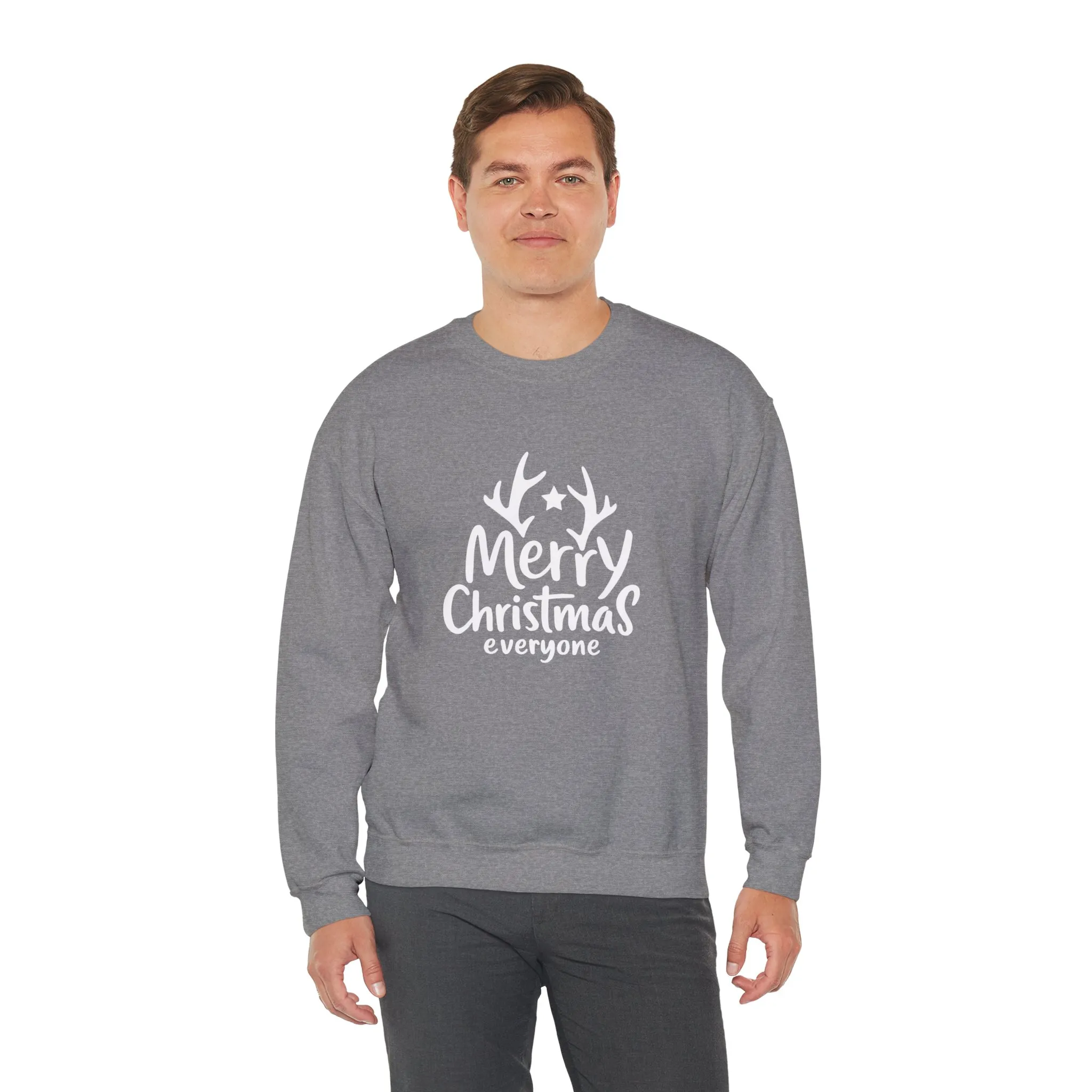 Merry Christmas Everyone Men's Sweatshirt, Classic Holiday Pullover, Minimal Winter Style Crewneck Sweatshirt - Image 9