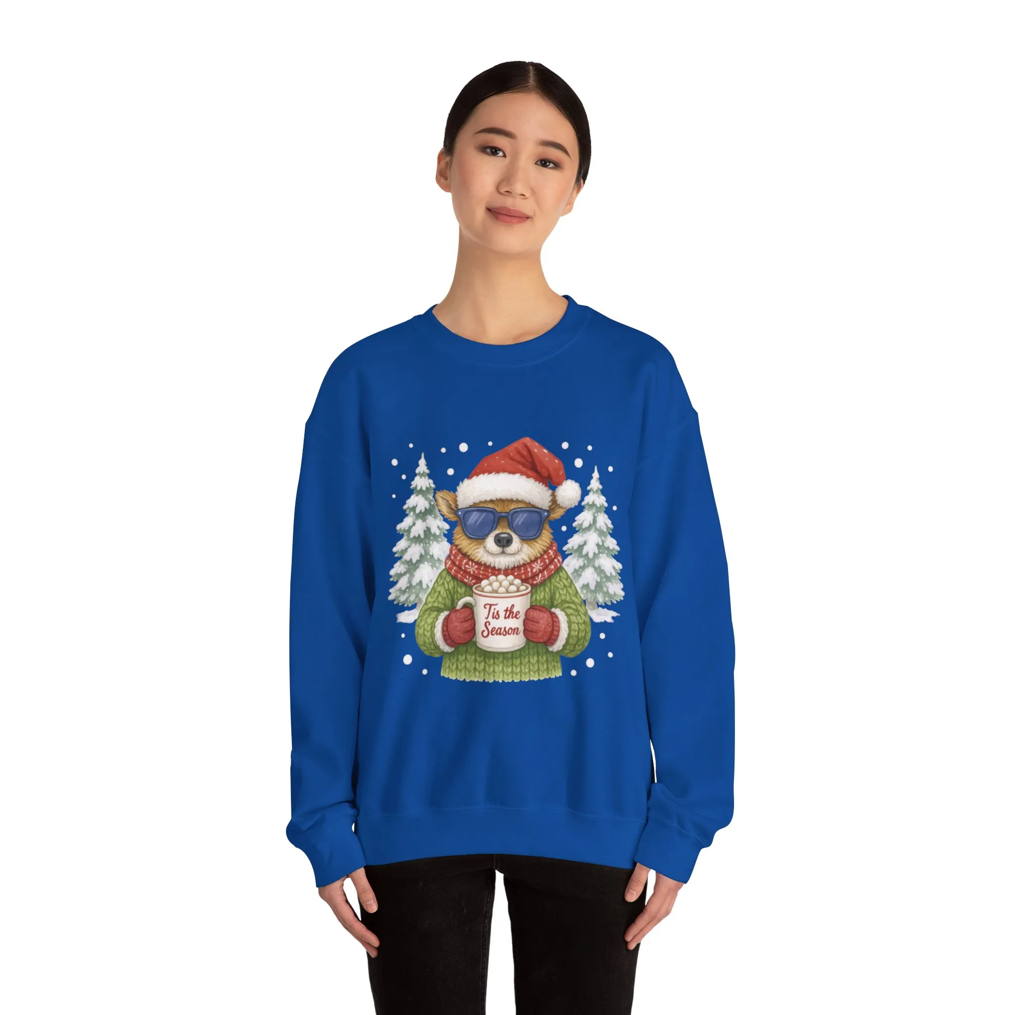 Women's Tis the Season Christmas Sweatshirt, Festive Reindeer Pullover - Image 20