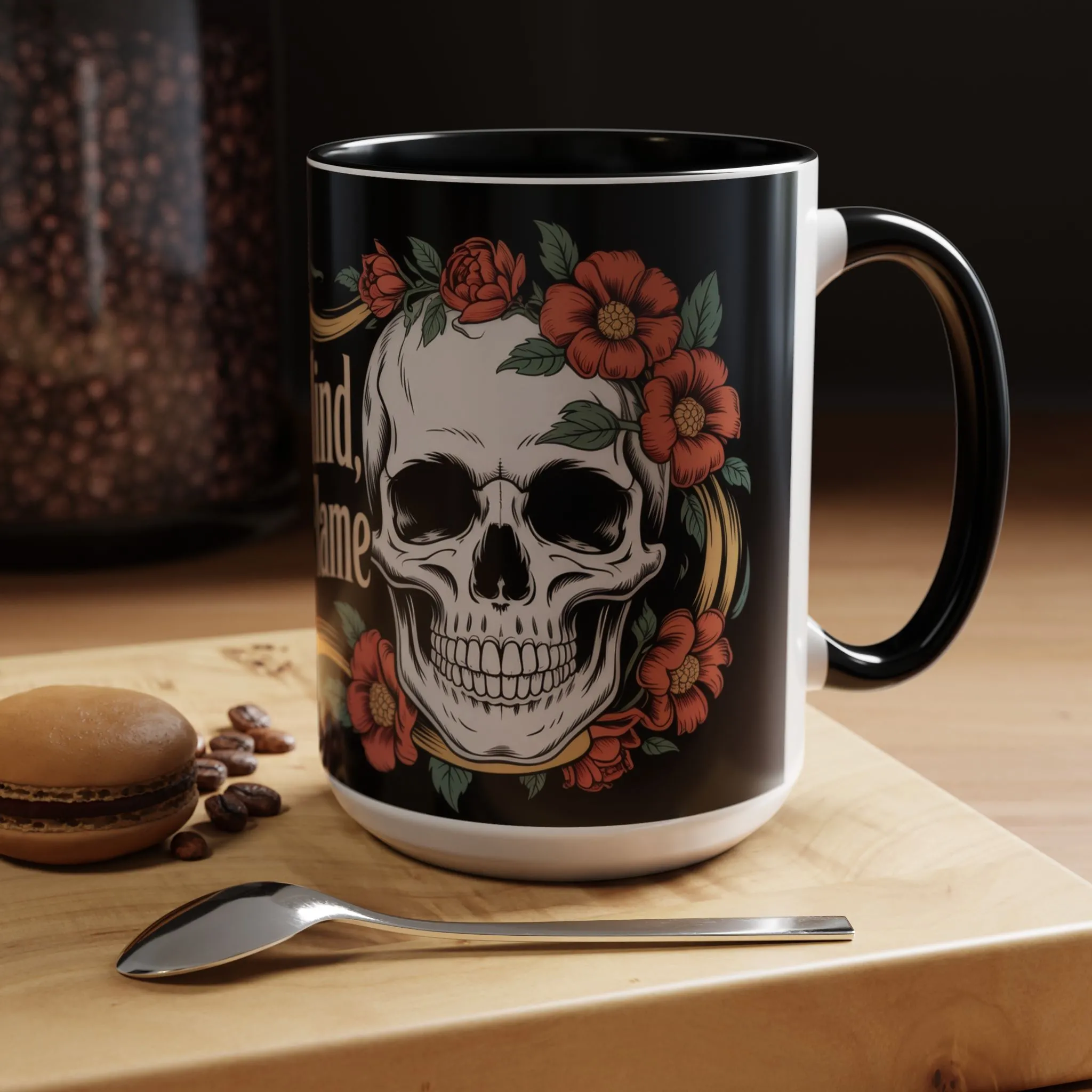 Eternal Mind Endless Flame Mug, Gothic Skull - Floral Coffee Cup, Dark Romantic Gift for Halloween or Everyday Use, Coffee Mug (11, 15oz) - Image 5