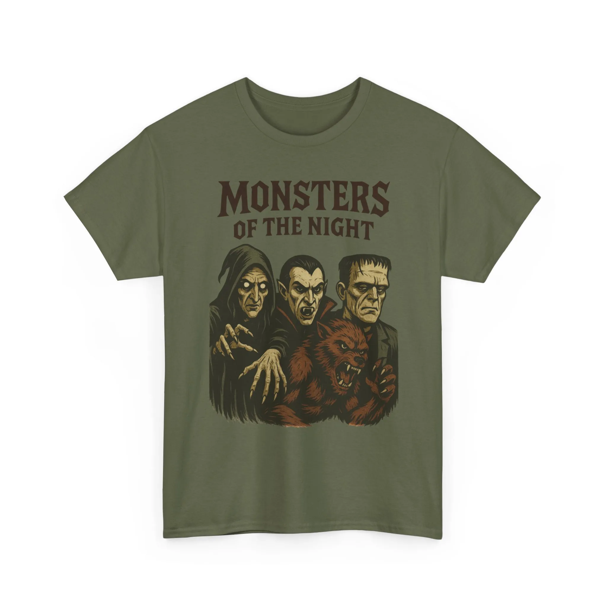 Monsters of the Night Men's T-Shirt, Classic Horror Movie Monsters Graphic Tee, Halloween Shirt - Image 13