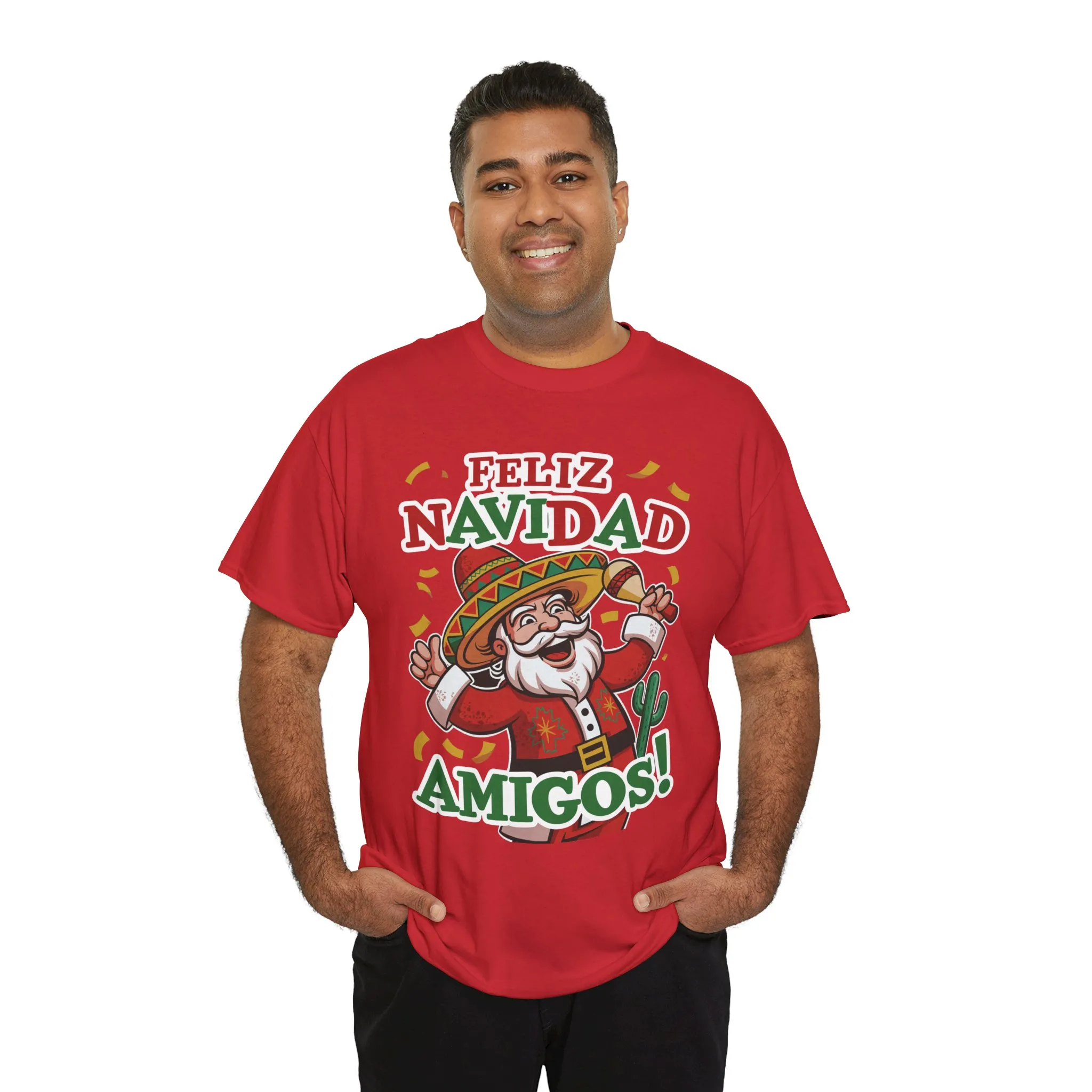 Feliz Navidad Amigos! Funny Mexican Santa Christmas T-Shirt, Latin Holiday Tee, Sombrero Santa Fiesta Shirt - Image 27