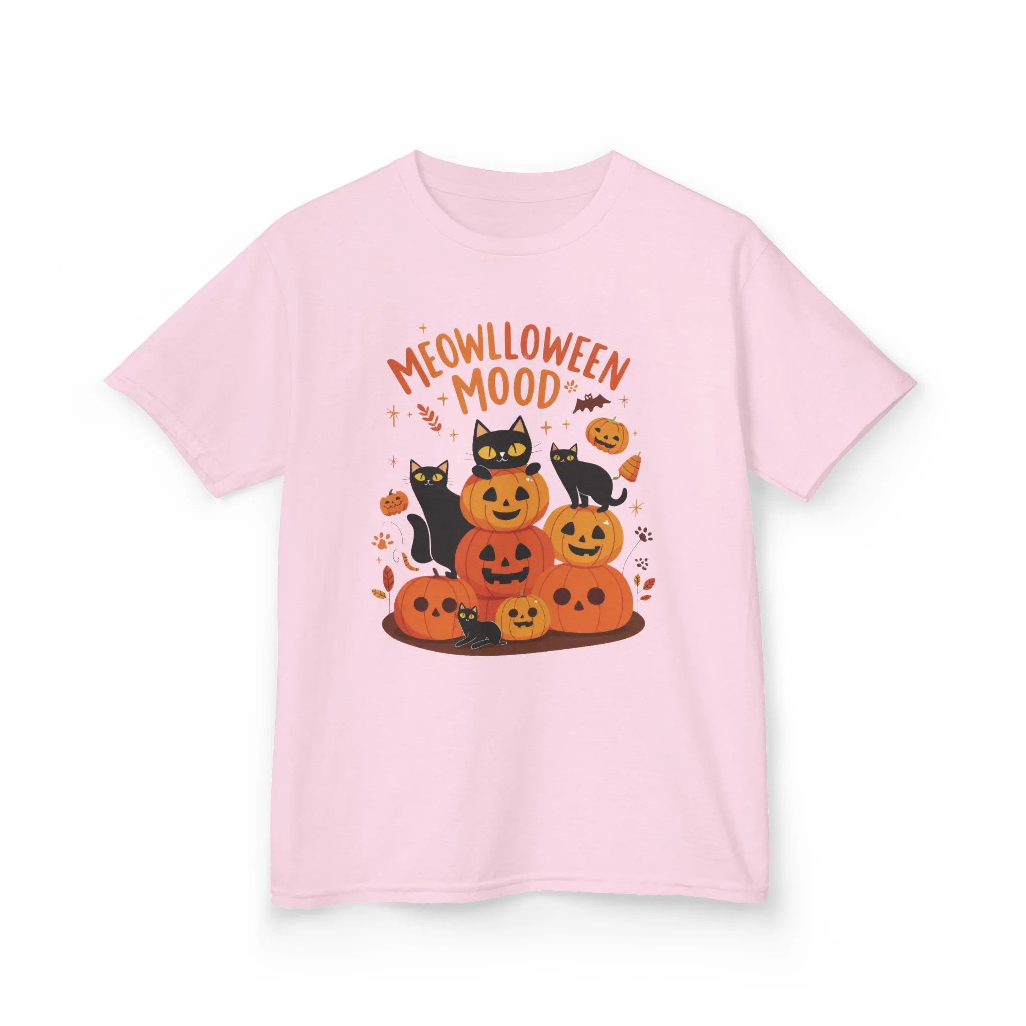 Meowlloween Mood Kids Shirt, Cute Black Cat Halloween T-Shirt for Girls and Boys, Funny Pumpkin Cat Tee, Cozy Fall Cat Lover Gift - Image 25