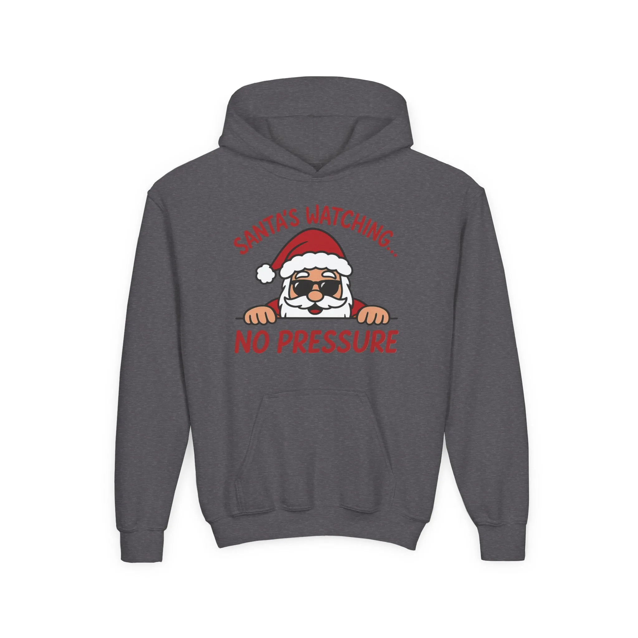 Santa's Watching No Pressure Kids Christmas Hoodie, Funny Holiday Sweatshirt for Youth - Image 10