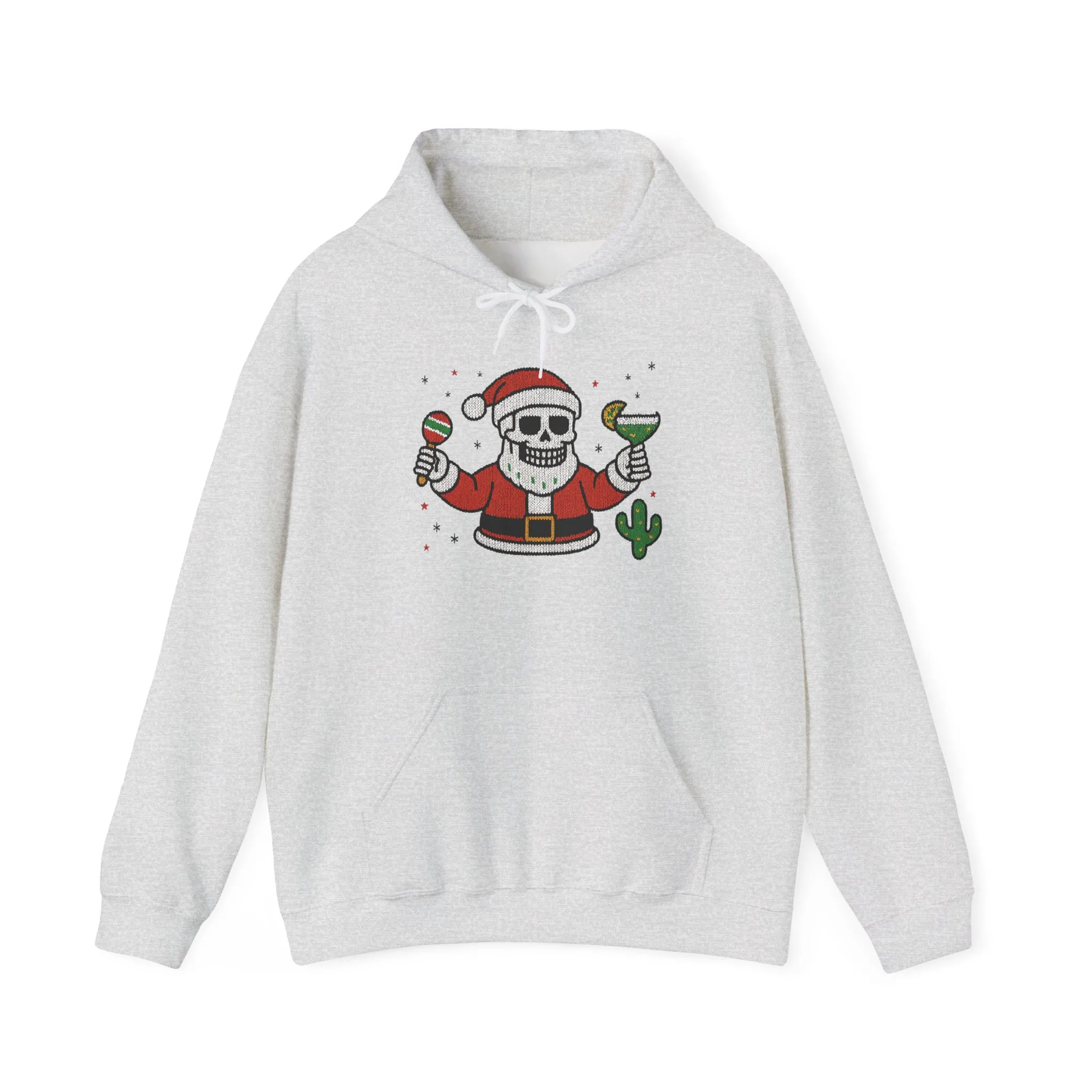 Skeleton Santa Funny Christmas Hoodie for Men, Ugly Margarita Holiday Sweatshirt - Image 2