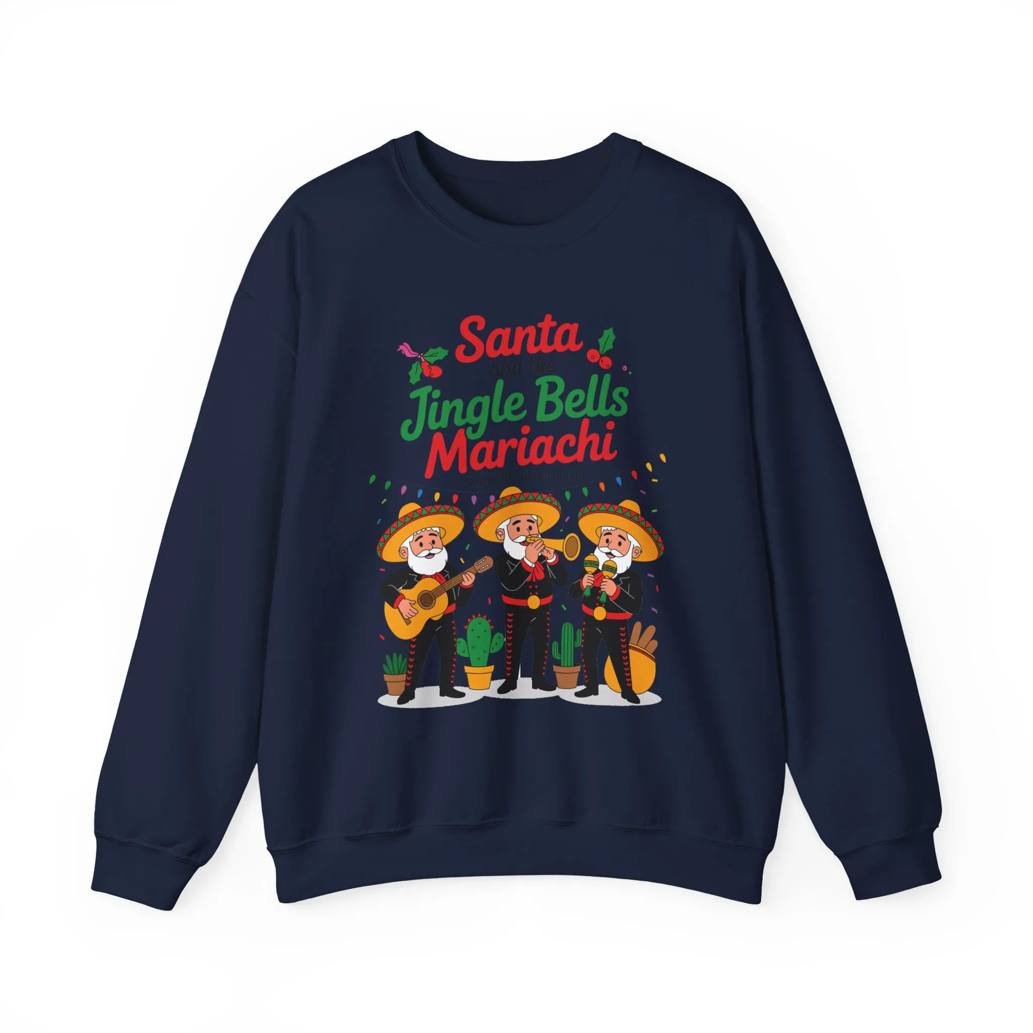 Santa and the Jingle Bells Mariachi Sweatshirt, Funny Mexican Christmas Jumper, Latin Holiday Fiesta Pullover - Image 22