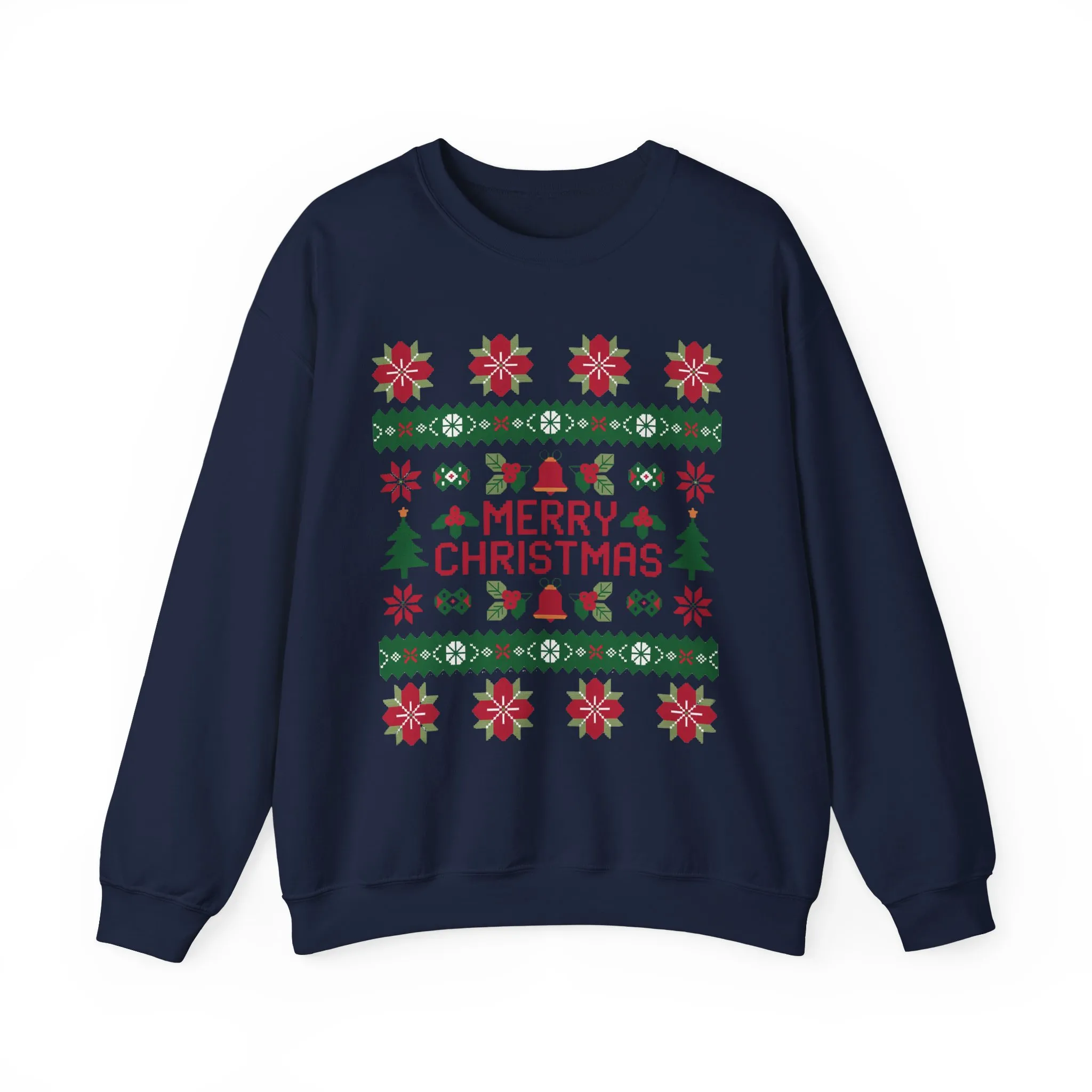 Merry Christmas Women's Sweatshirt, Cozy Ugly Sweater Look Pullover, Festive Knit Style Jumper - Image 22