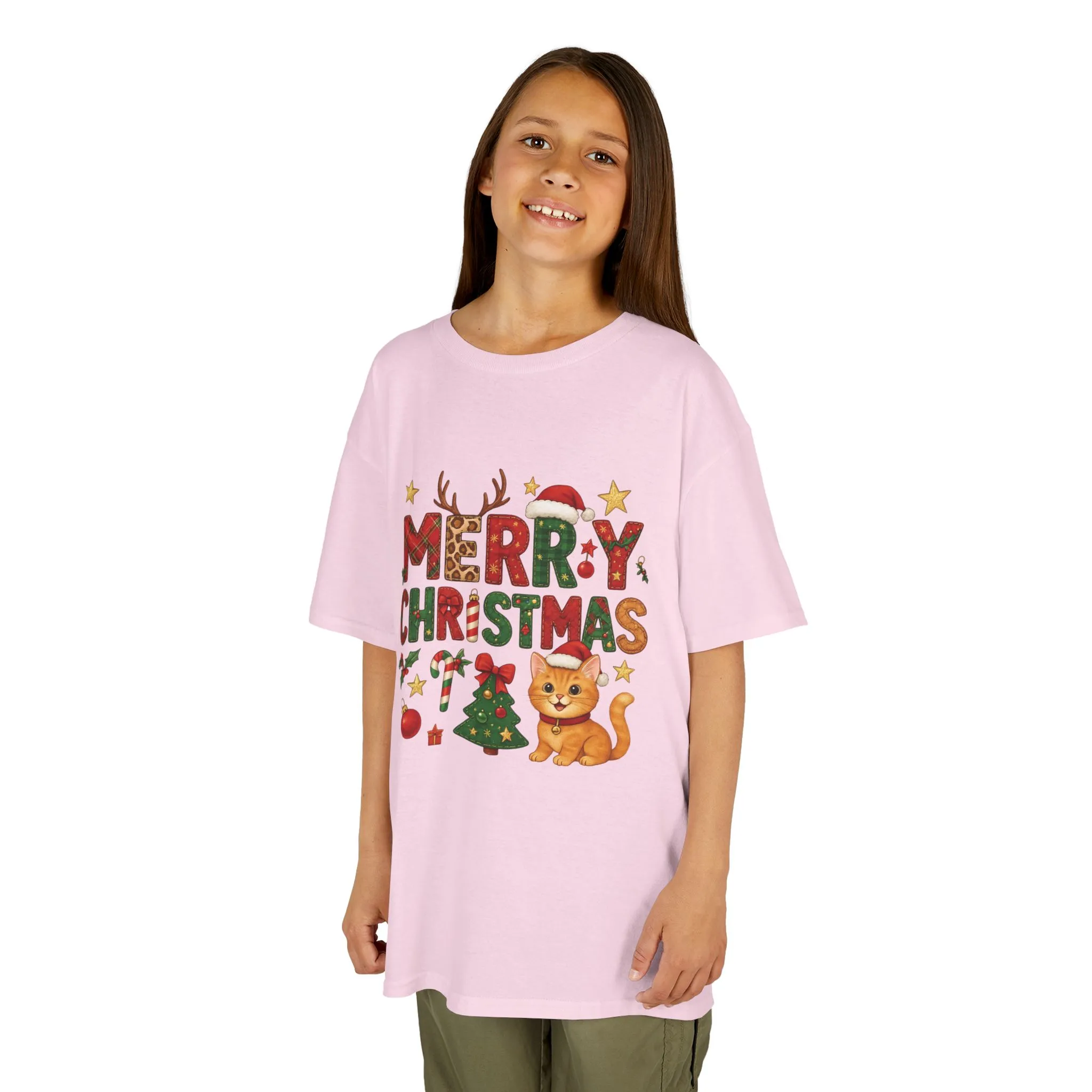 Merry Christmas Cat Shirt for Girls, Cute Holiday Kitten Tee - Image 20