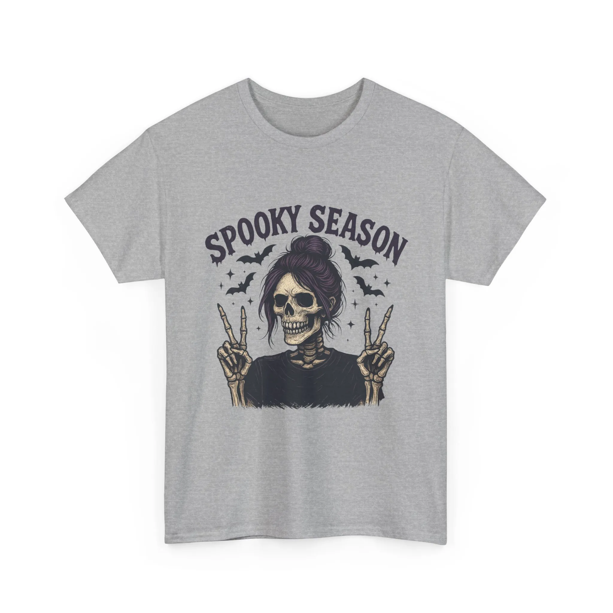 Spooky Season Women's T-Shirt, Funny Skeleton Girl Halloween Graphic Tee, Gothic Fall Shirt - Image 7