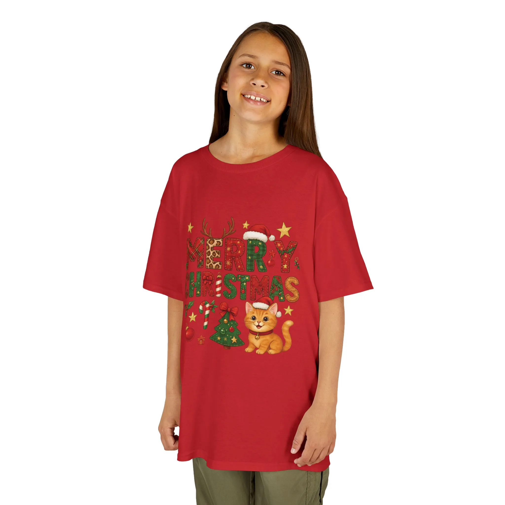 Merry Christmas Cat Shirt for Girls, Cute Holiday Kitten Tee - Image 23