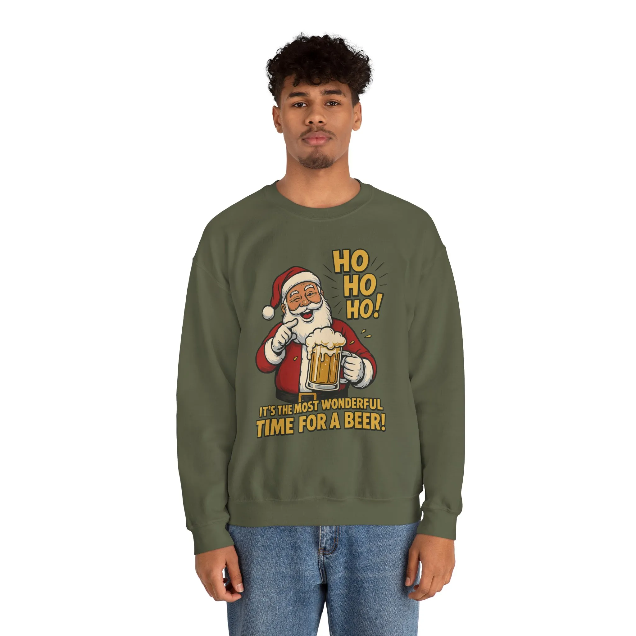 Funny Santa Beer Christmas Sweatshirt, Men's Holiday Pullover, Men's Heavy Blend™ Crewneck Sweatshirt - Image 11