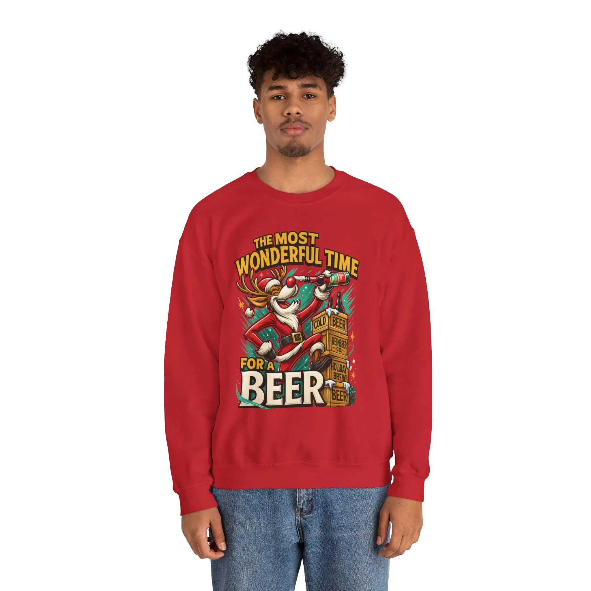 Funny Christmas Beer Men's Sweatshirt, The Most Wonderful Time for a Beer - Image 26