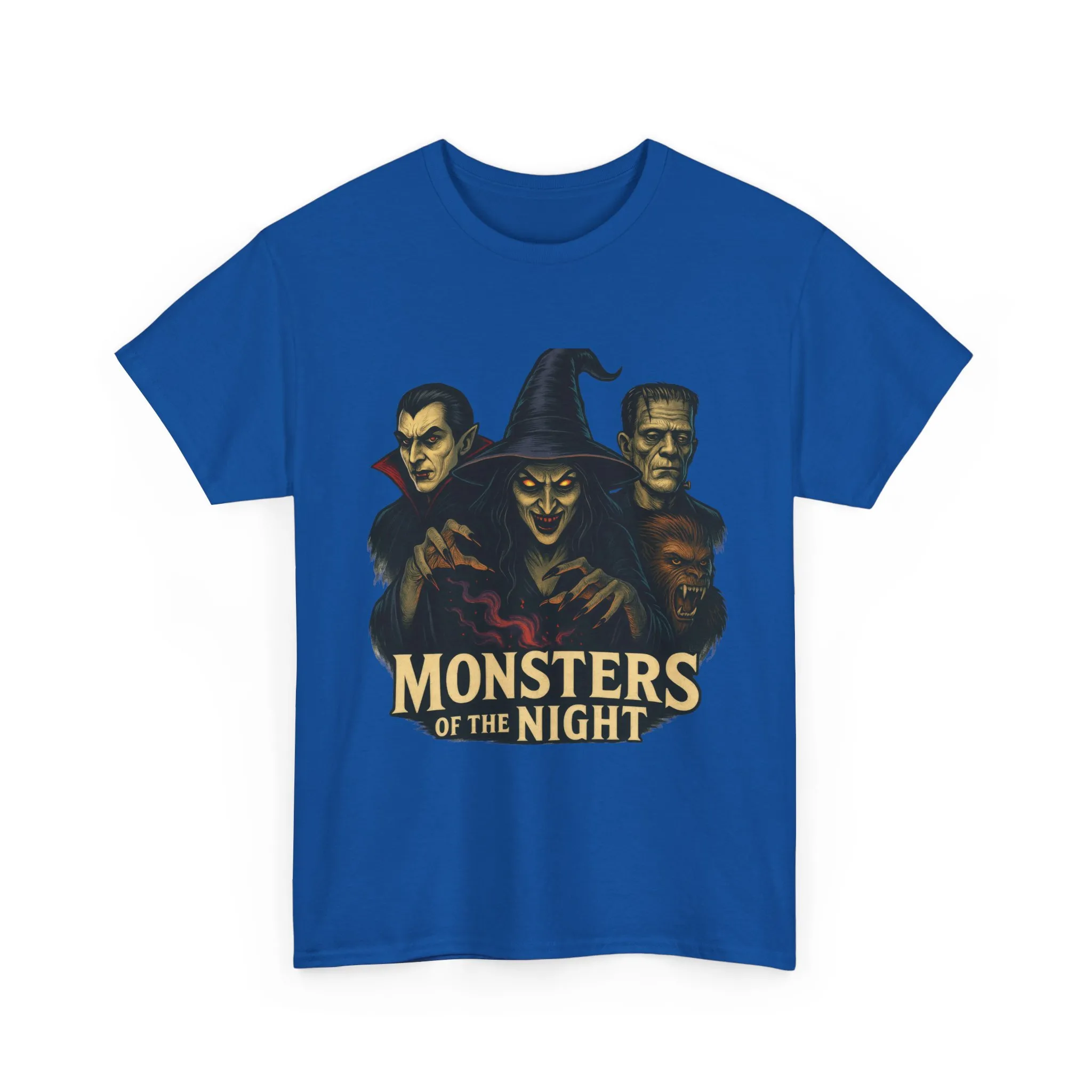 Monsters of the Night Women's T-Shirt, Classic Horror Witch, Vampire, Frankenstein Halloween Tee - Image 16
