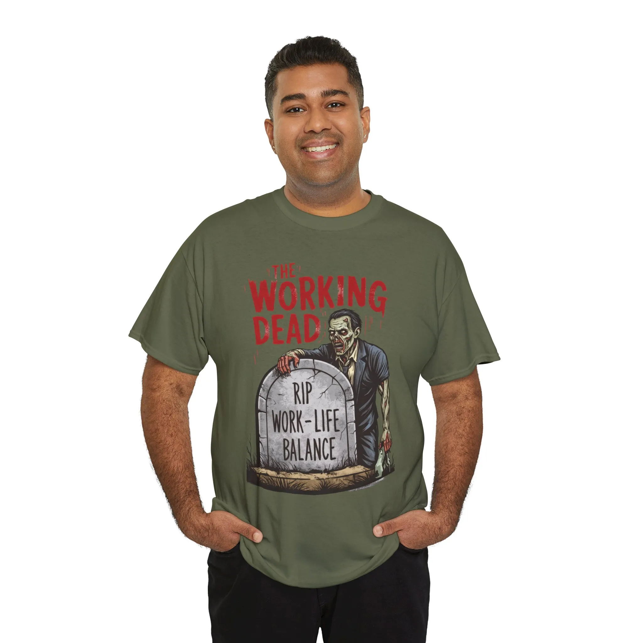 The Working Dead Shirt Men, Funny Work Life Balance Zombie Tee, RIP Work Shirt, Halloween Tee - Image 9