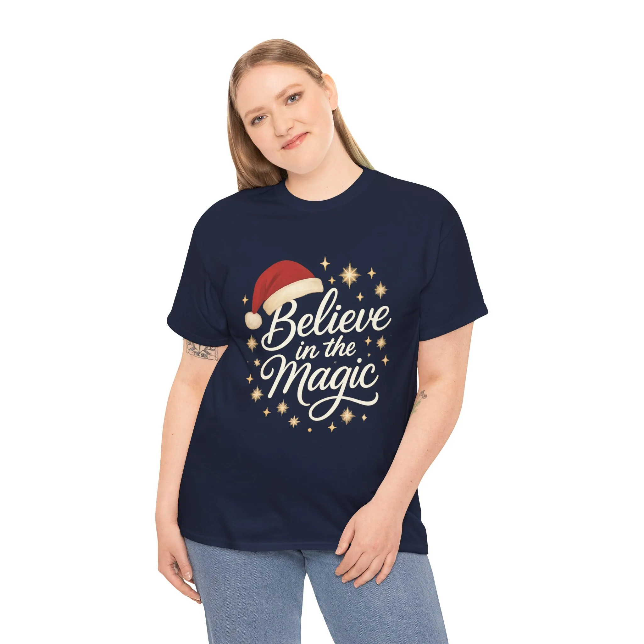 Believe in the Magic Christmas Women's Shirt, Santa Hat Holiday Tee - Image 18
