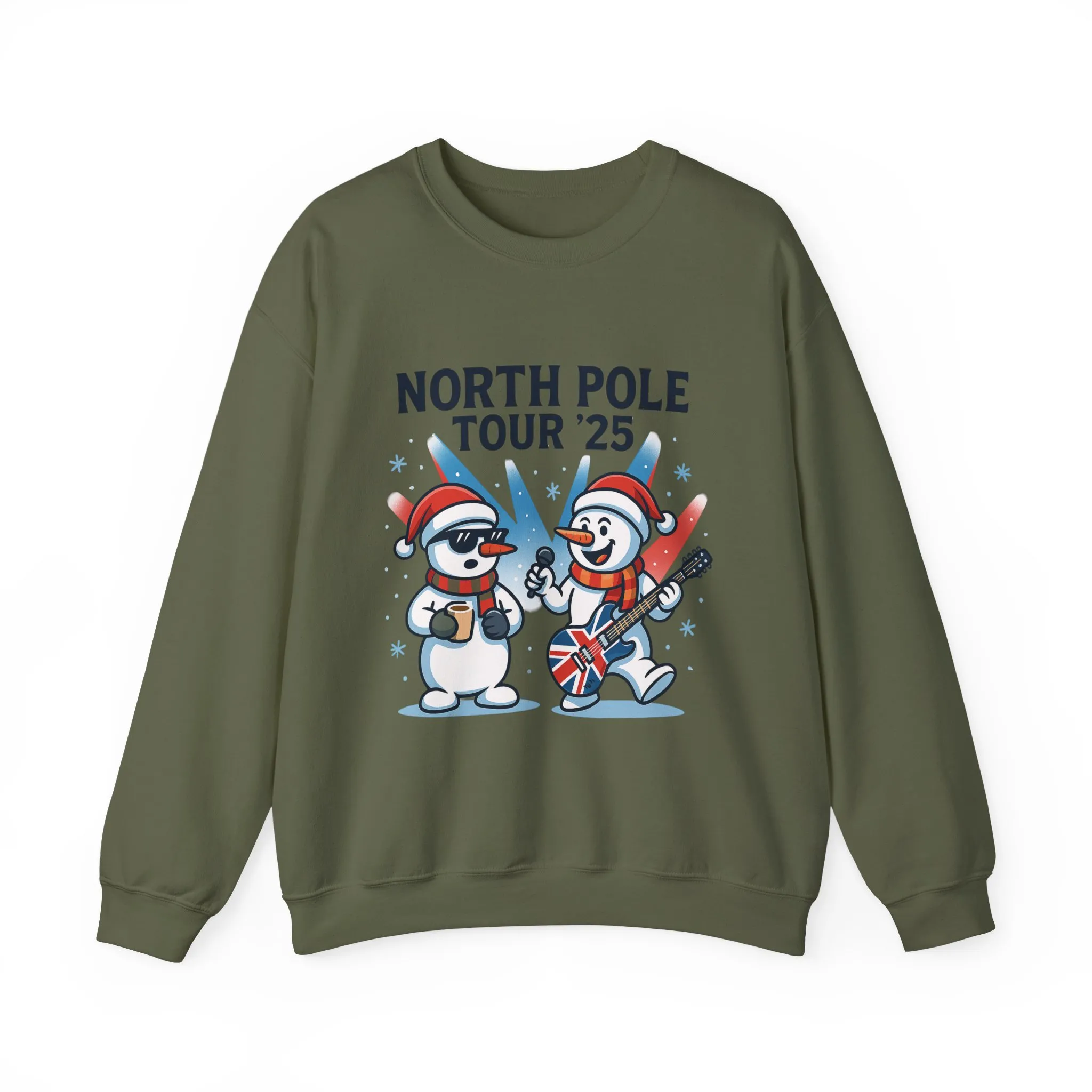 North Pole Tour 25 Men's Christmas Sweatshirt, Funny Rock Band Holiday Jumper - Image 10