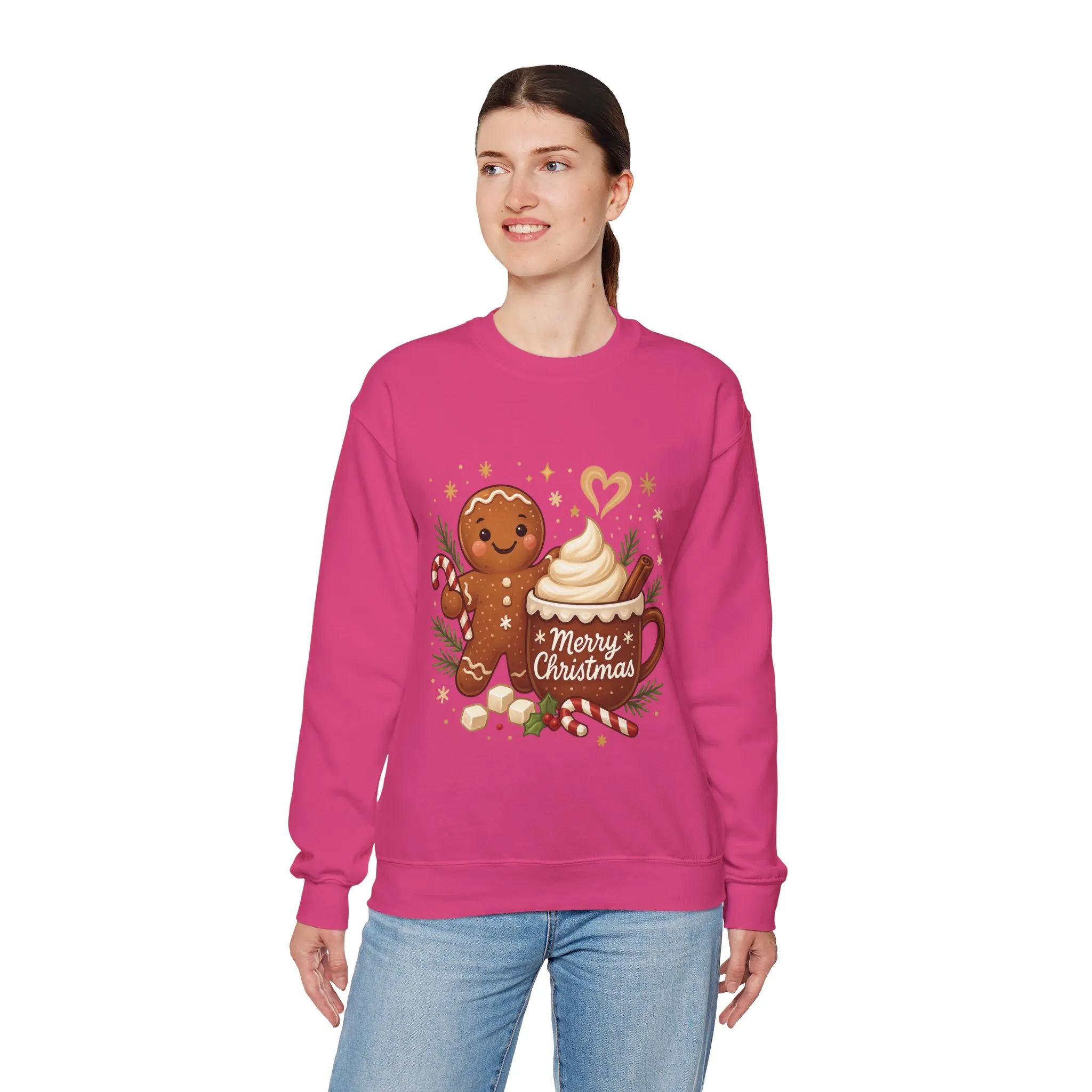 Women's Gingerbread - Hot Cocoa Christmas Sweatshirt, Cozy Holiday Pullover, Women's Heavy Blend™ Crewneck Sweatshirt - Image 24