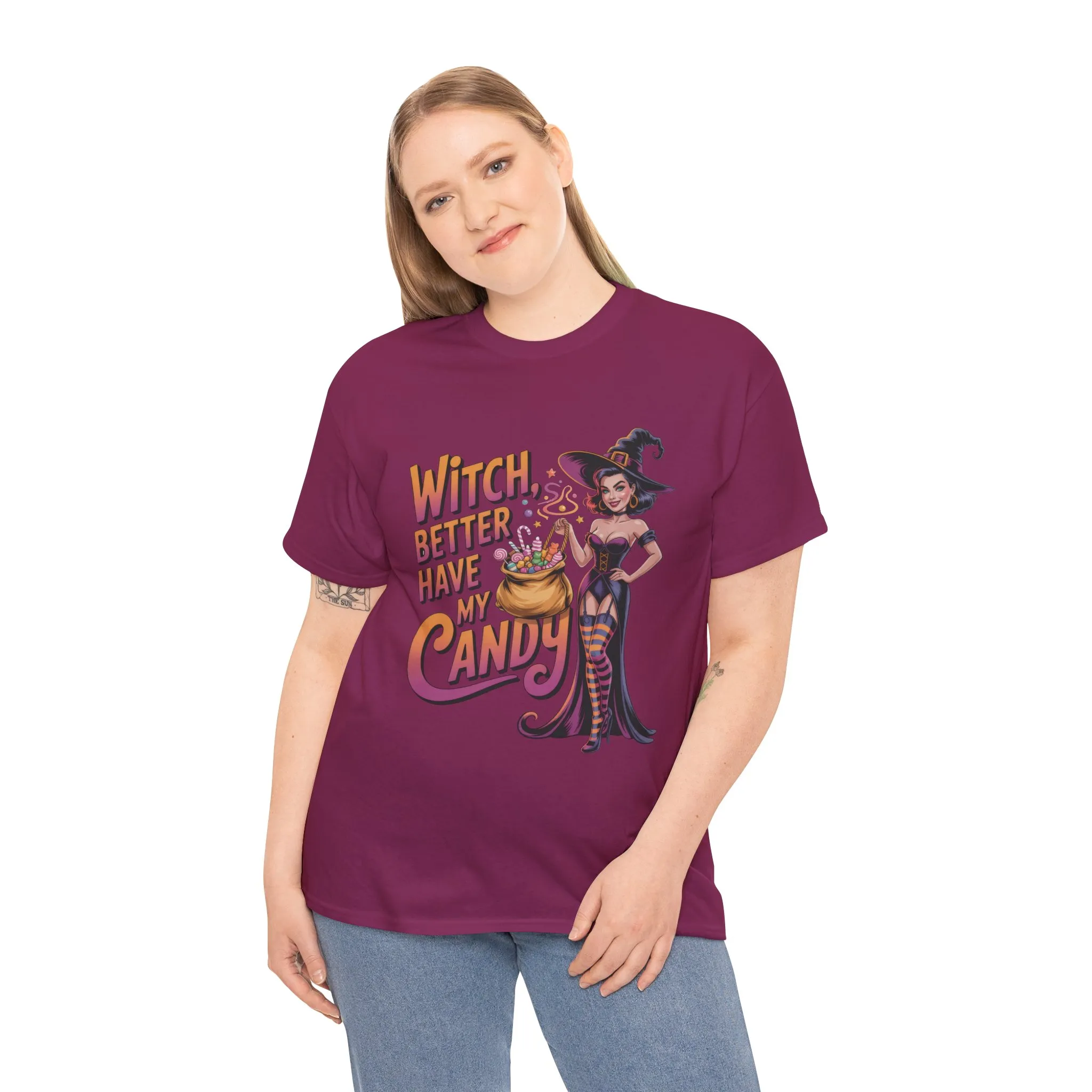 Witch Better Have My Candy Halloween T-Shirt for Women, Funny Spooky Witch Tee, Retro Pin-Up Halloween Shirt, Sassy Fall Party Top - Image 30