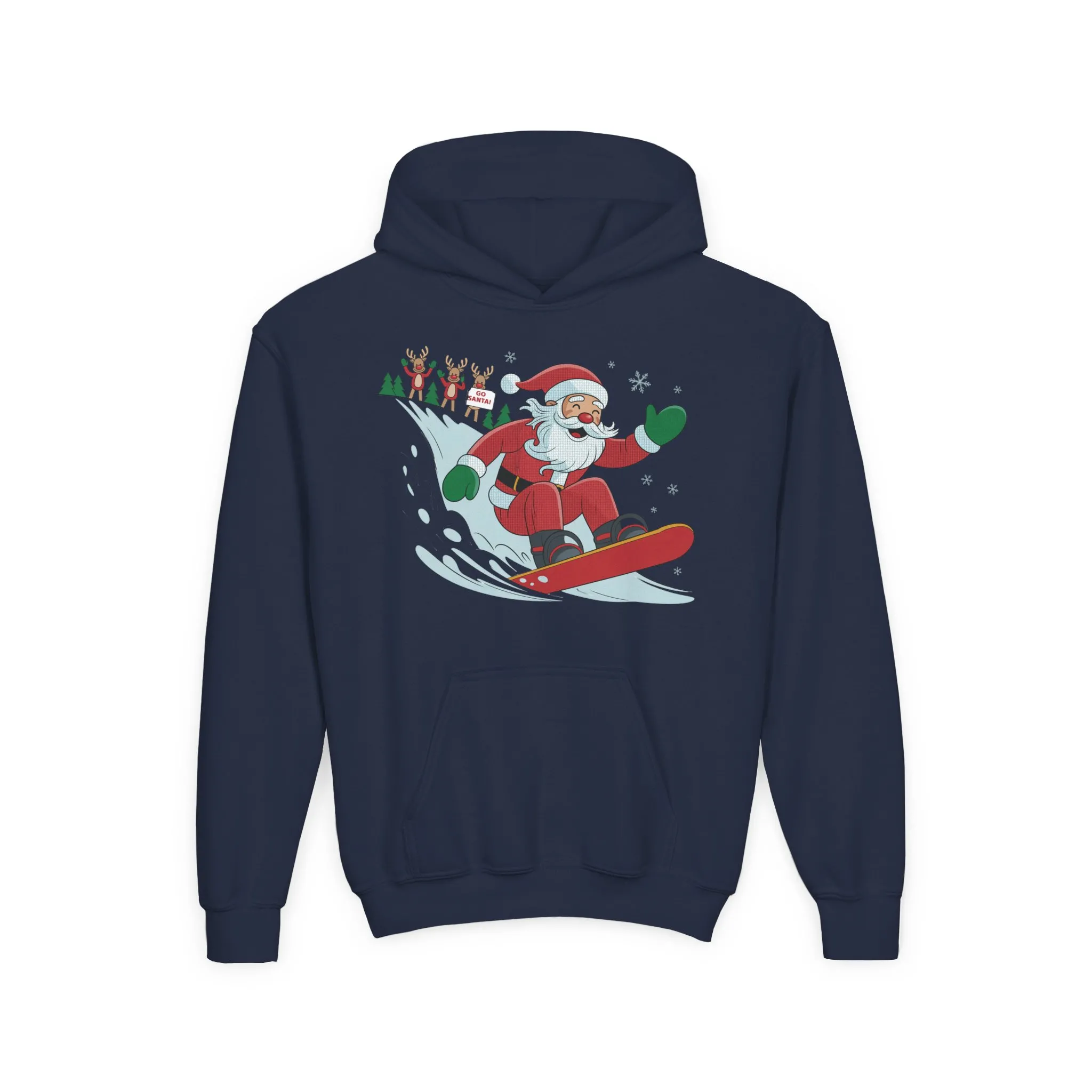 Go Santa Snowboarding Christmas Hoodie, Funny Santa - Reindeer Holiday Hoodie for Kids, Cute Winter Sports Christmas Sweatshirt - Image 21